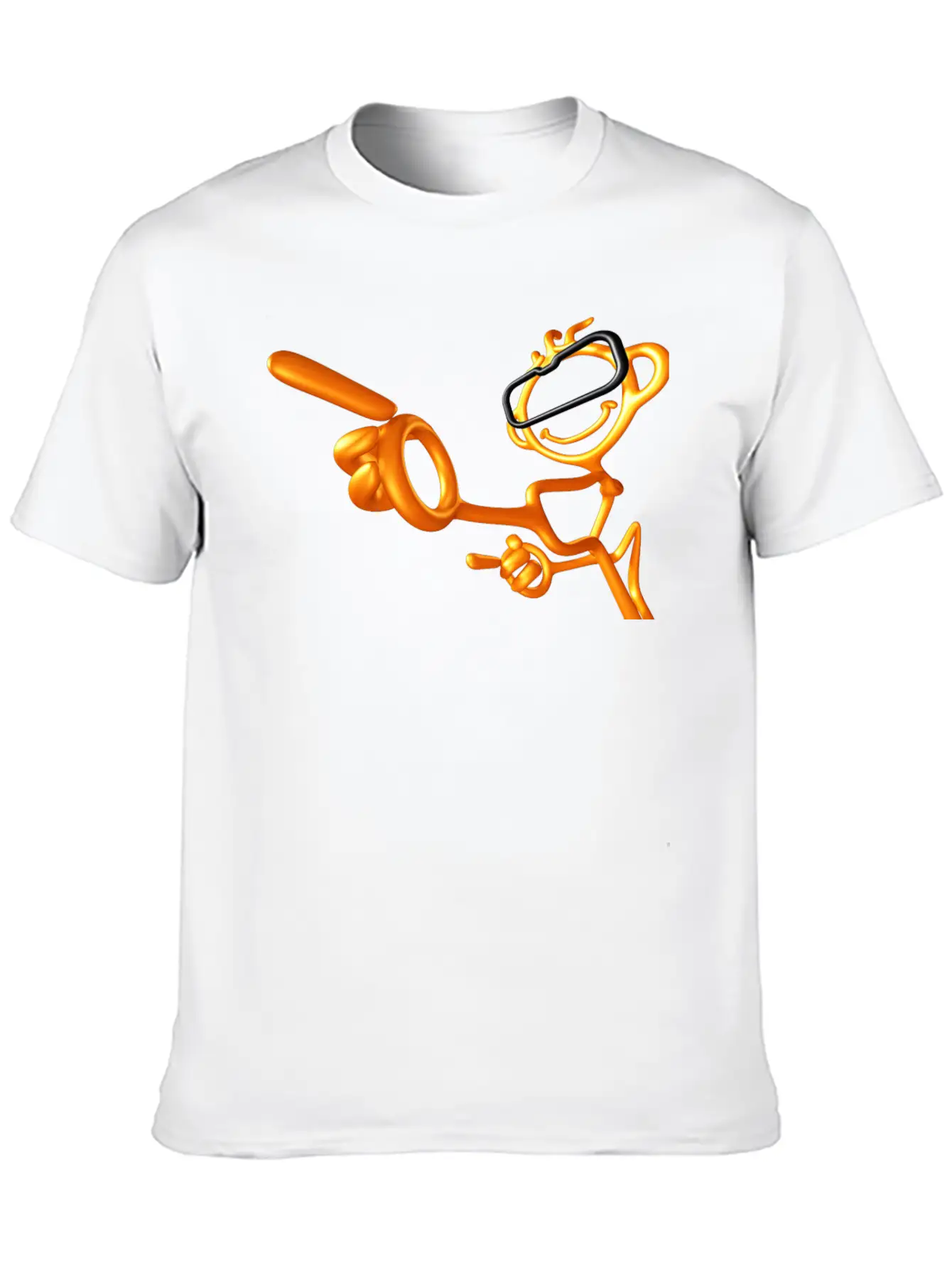 3D Gold Pointing Man Stylish Everyday T-Shirt – Unisex Basic Cotton Tee
