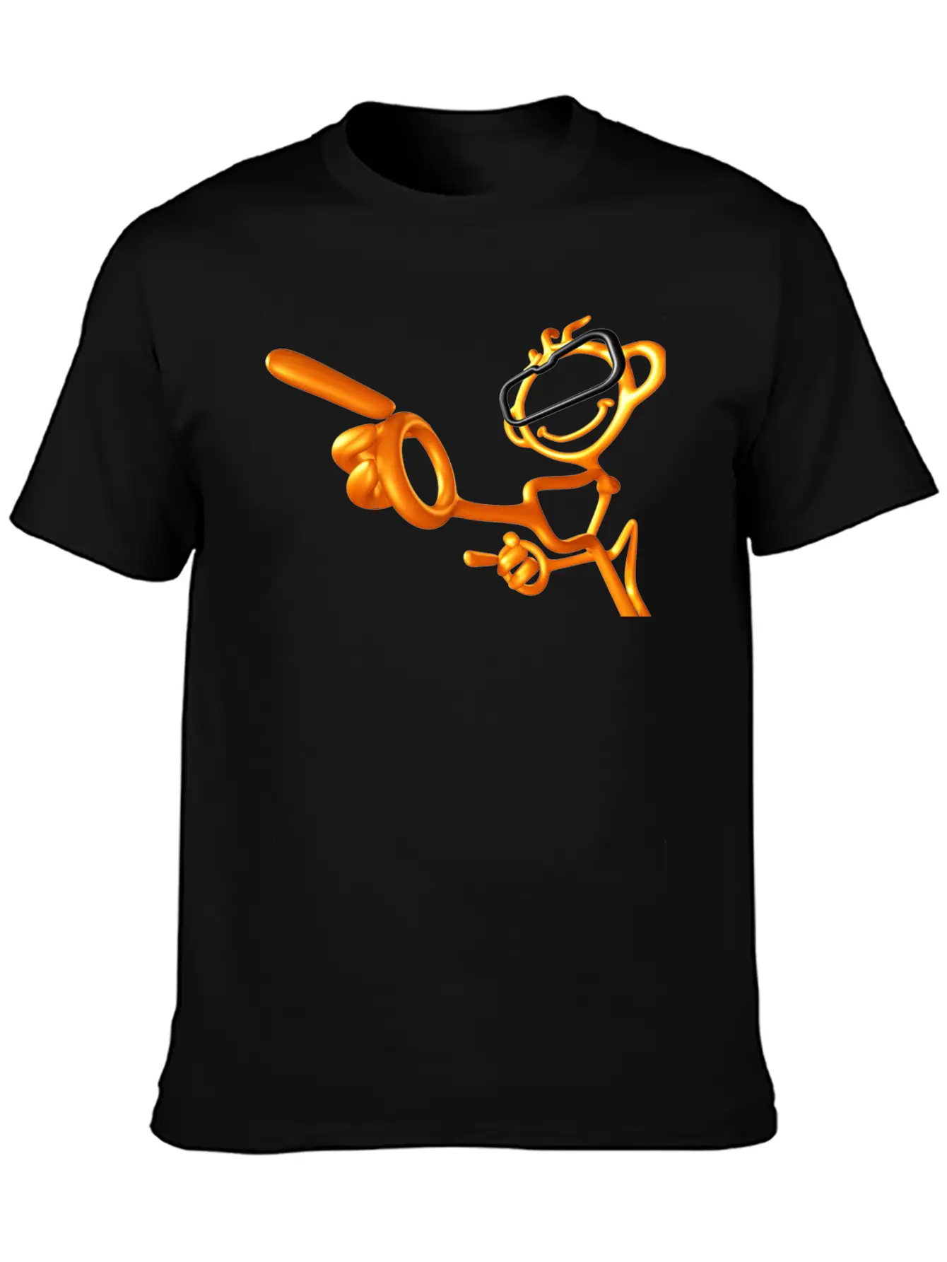 3D Gold Pointing Man Stylish Everyday T-Shirt – Unisex Basic Cotton Tee