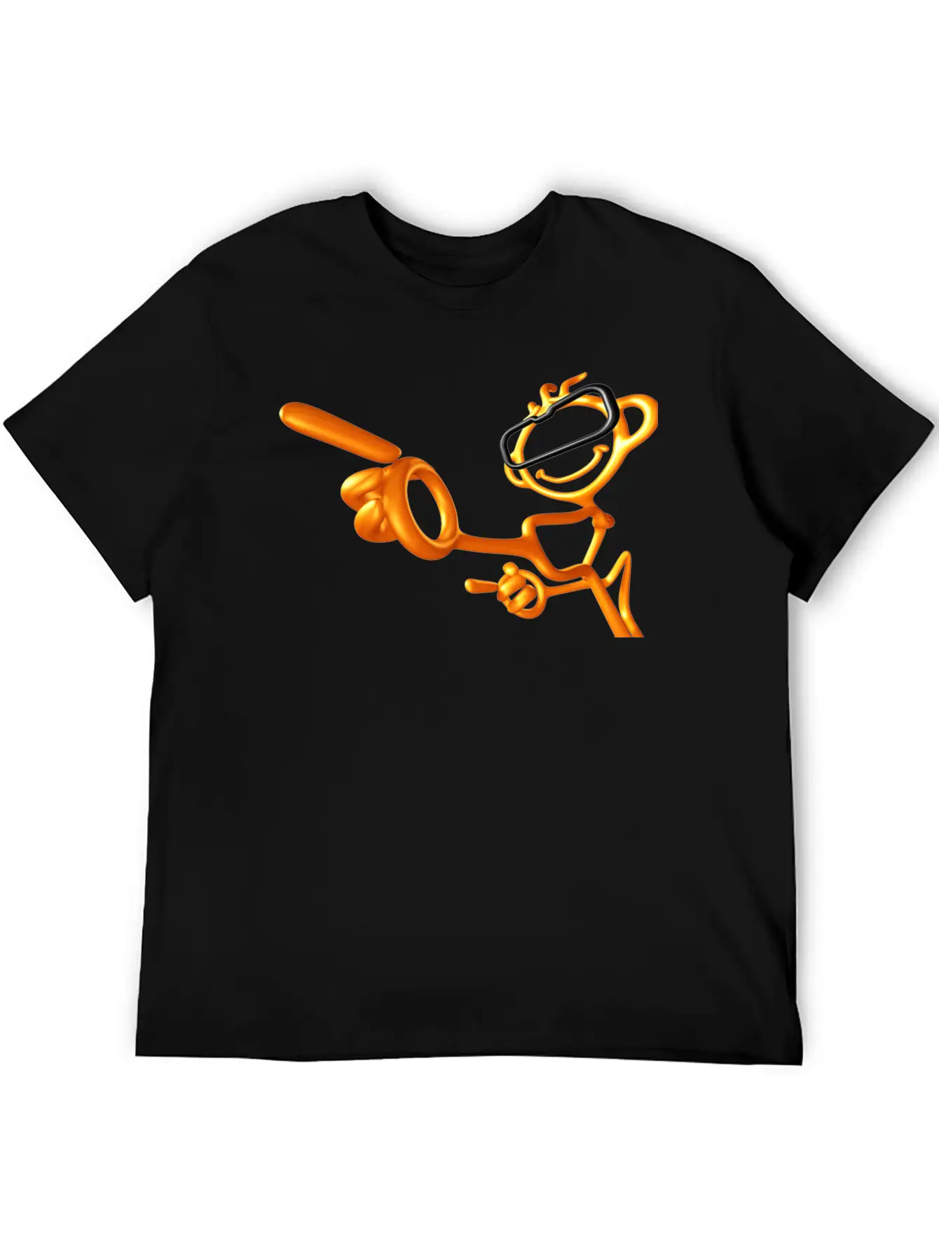 3D Gold Pointing Man Stylish Everyday T-Shirt – Unisex Basic Cotton Tee