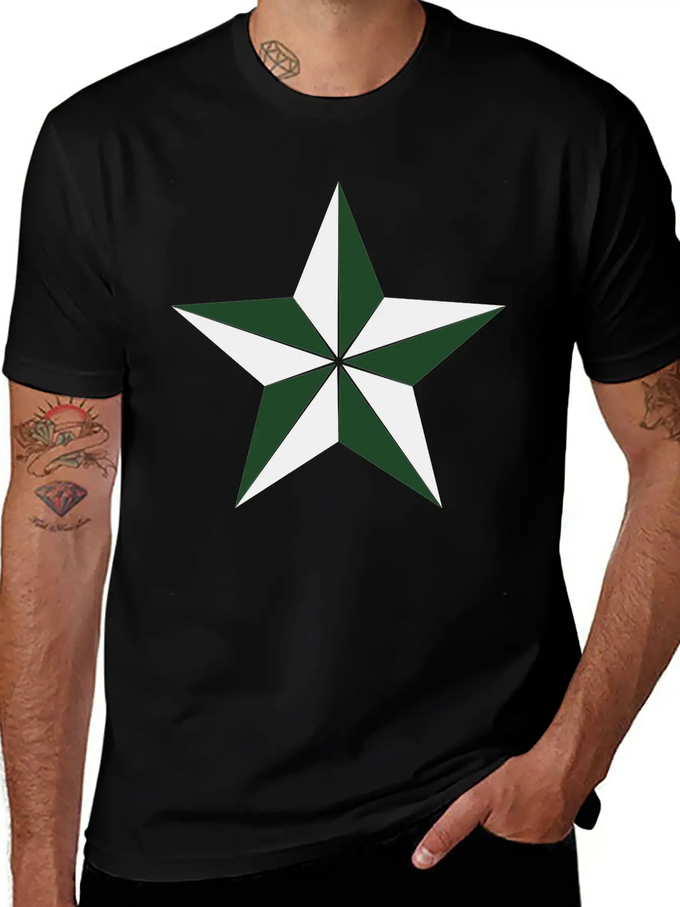 3D Segmented Silver Star Basic Graphic T-Shirt – Daily Comfort In Soft Cotton