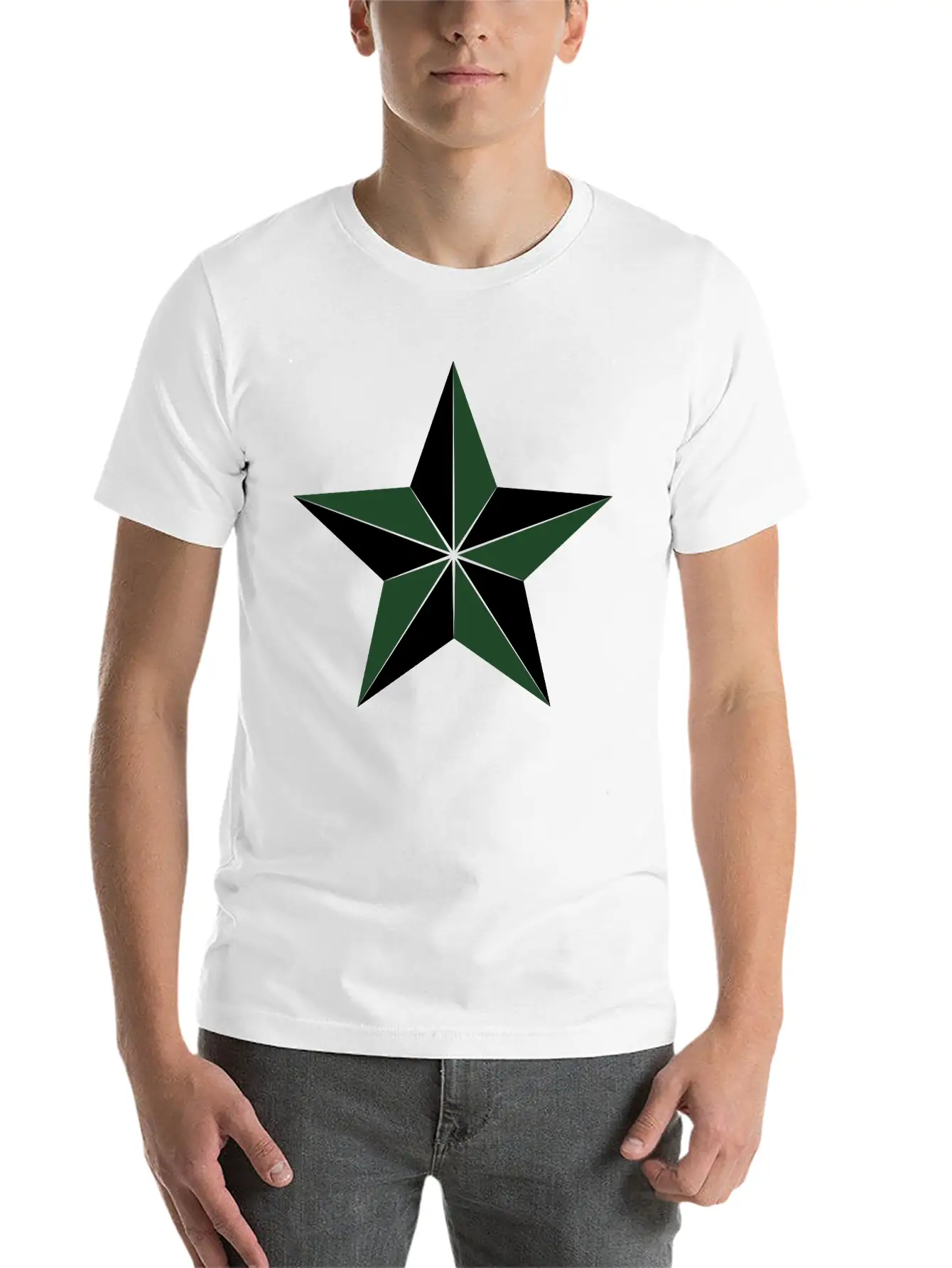 3D Segmented Silver Star Basic Graphic T-Shirt – Daily Comfort In Soft Cotton