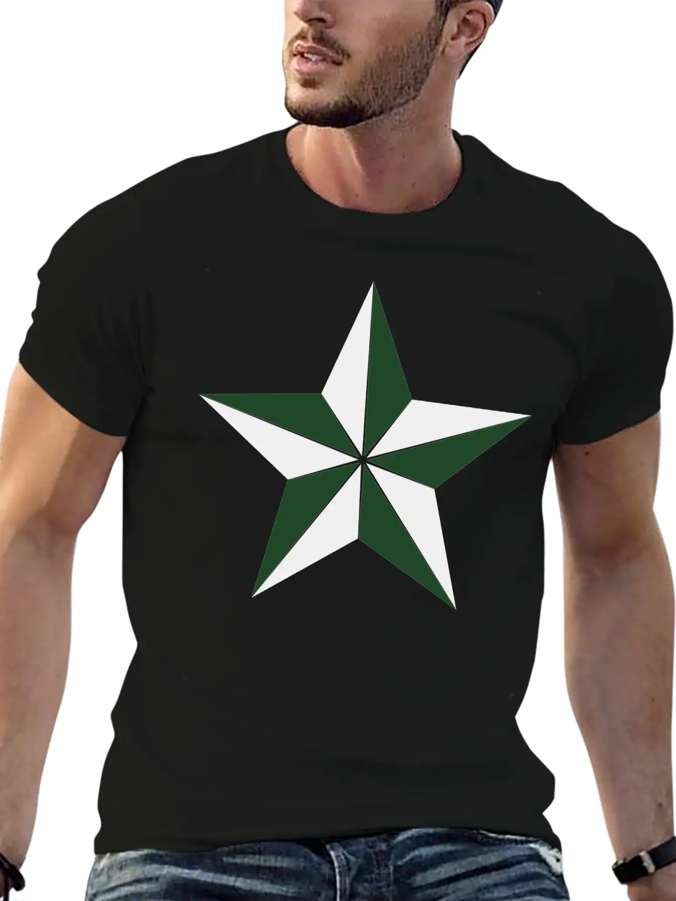 3D Segmented Silver Star Basic Graphic T-Shirt – Daily Comfort In Soft Cotton