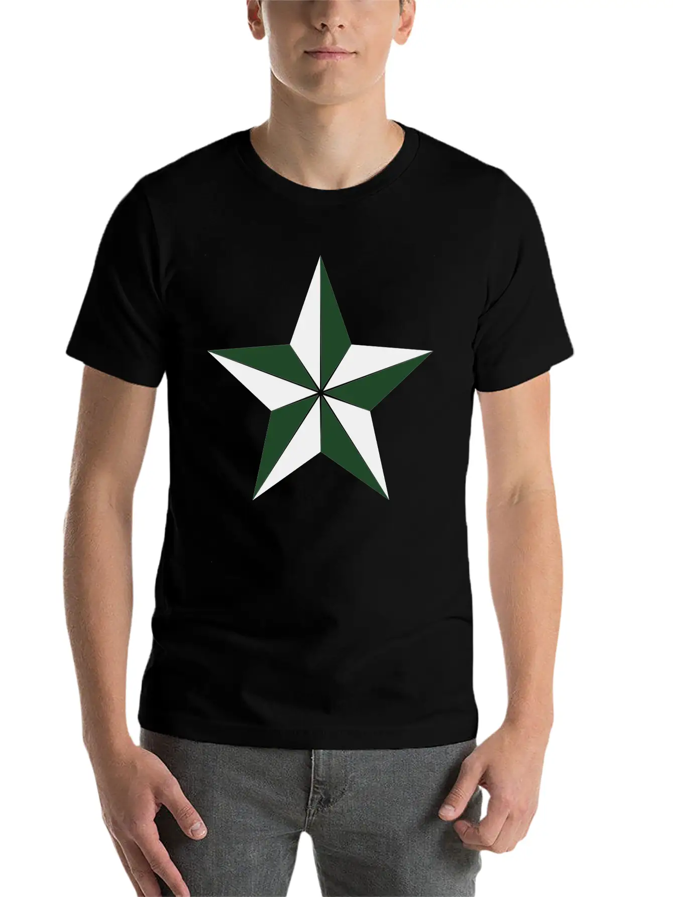 3D Segmented Silver Star Basic Graphic T-Shirt – Daily Comfort In Soft Cotton