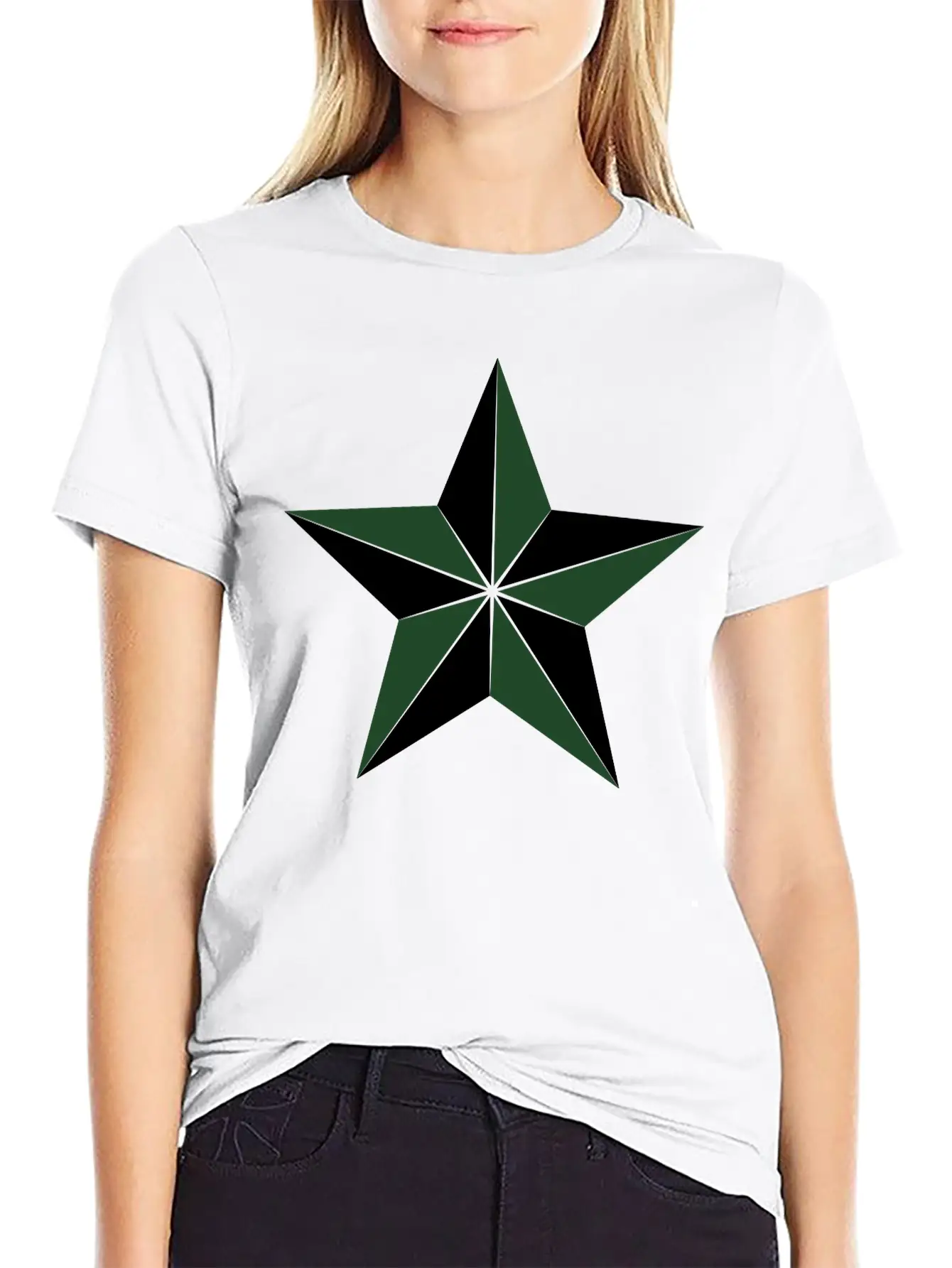 3D Segmented Silver Star Basic Graphic T-Shirt – Daily Comfort In Soft Cotton