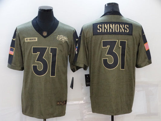 Men's Denver Broncos Justin Simmons #31 Brown Game Jerseys