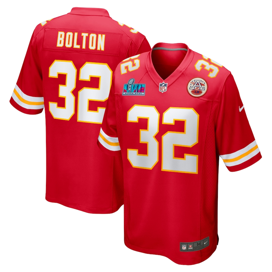 Men's Kansas City Chiefs Nick Bolton #32 Red Super Bowl LVII Patch Game Jerseys