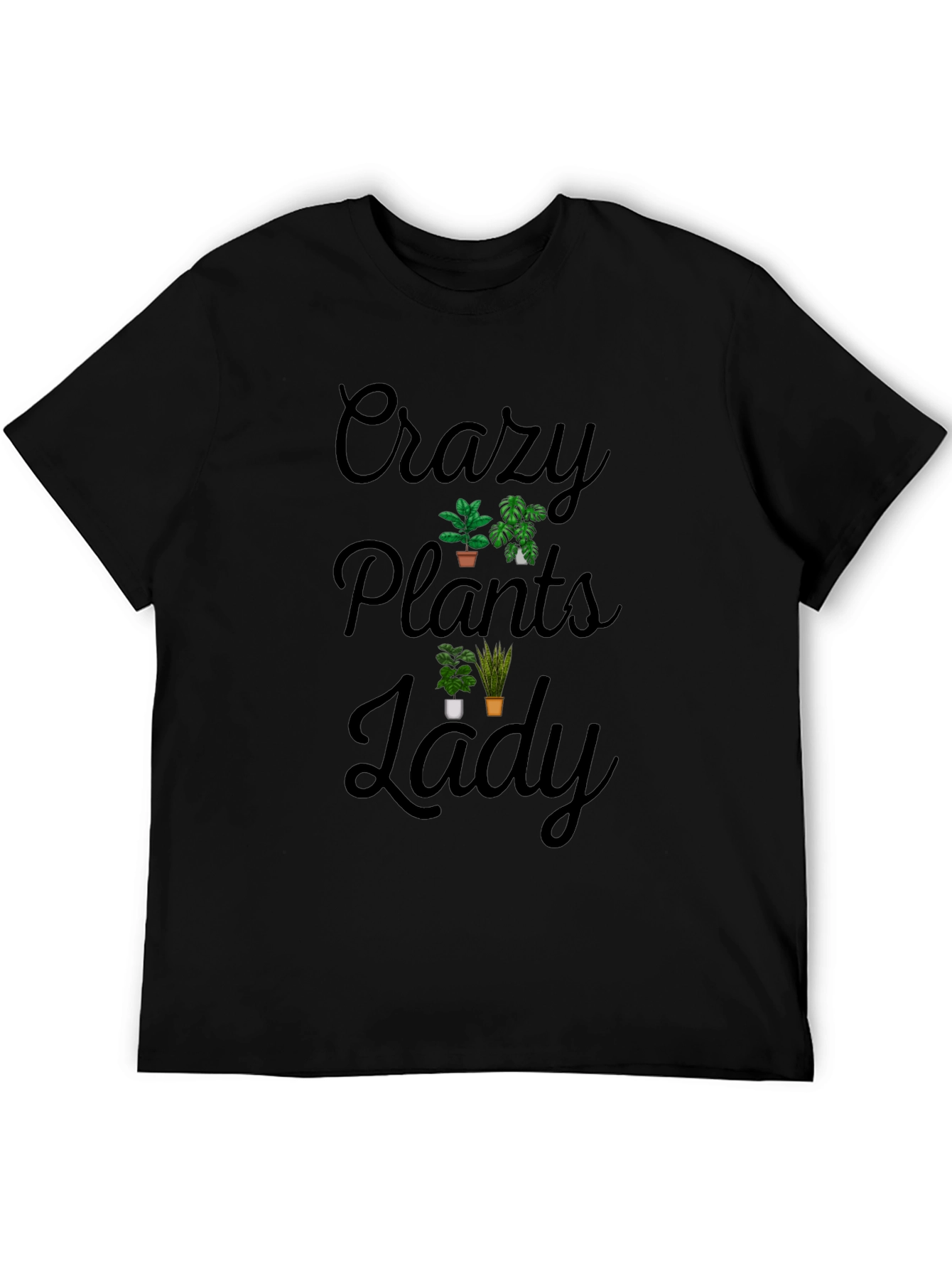 Crazy Plants Lady Graphic T-Shirt - Black