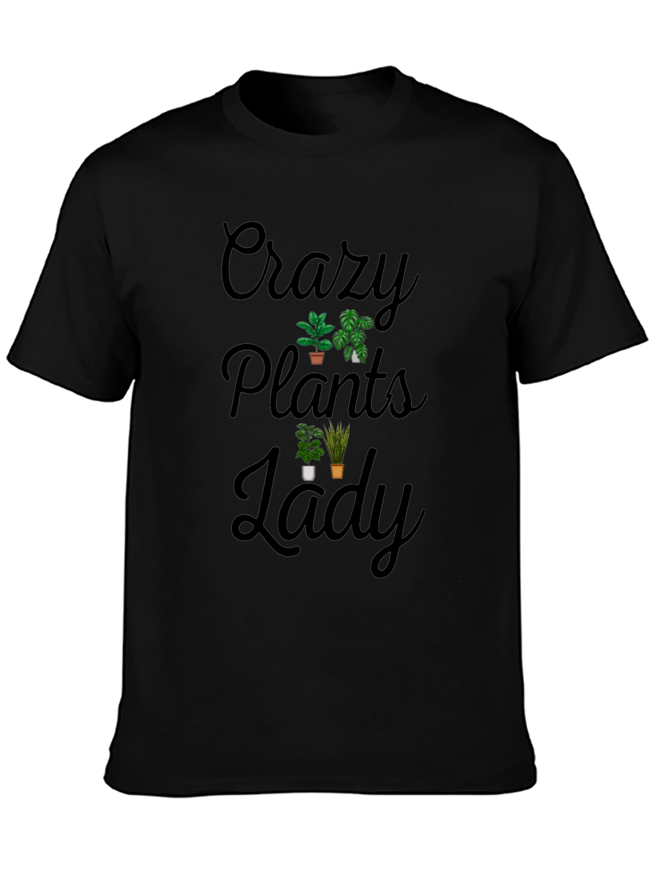 Crazy Plants Lady Graphic T-Shirt - Black