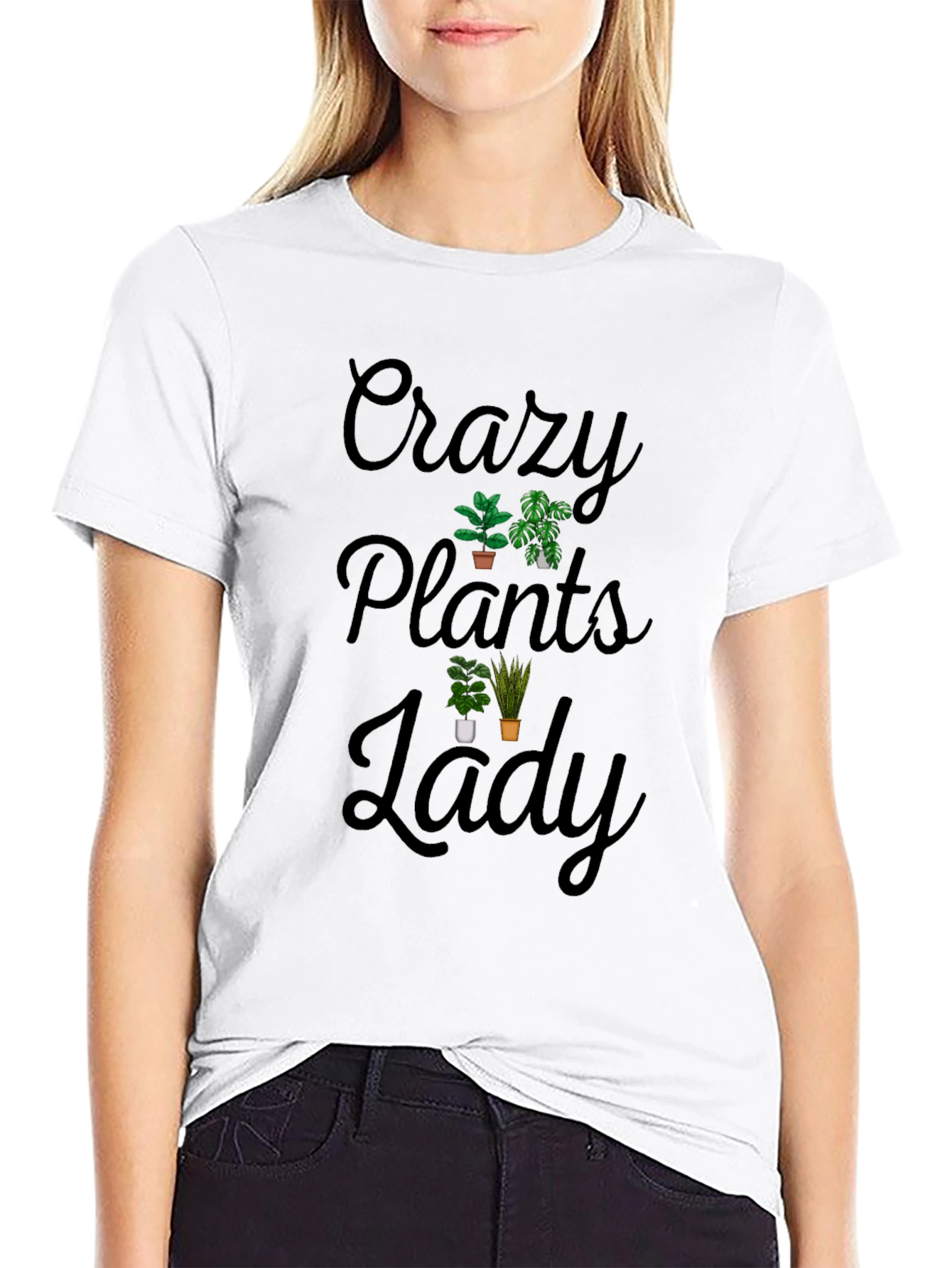 Crazy Plants Lady Graphic T-Shirt - Black