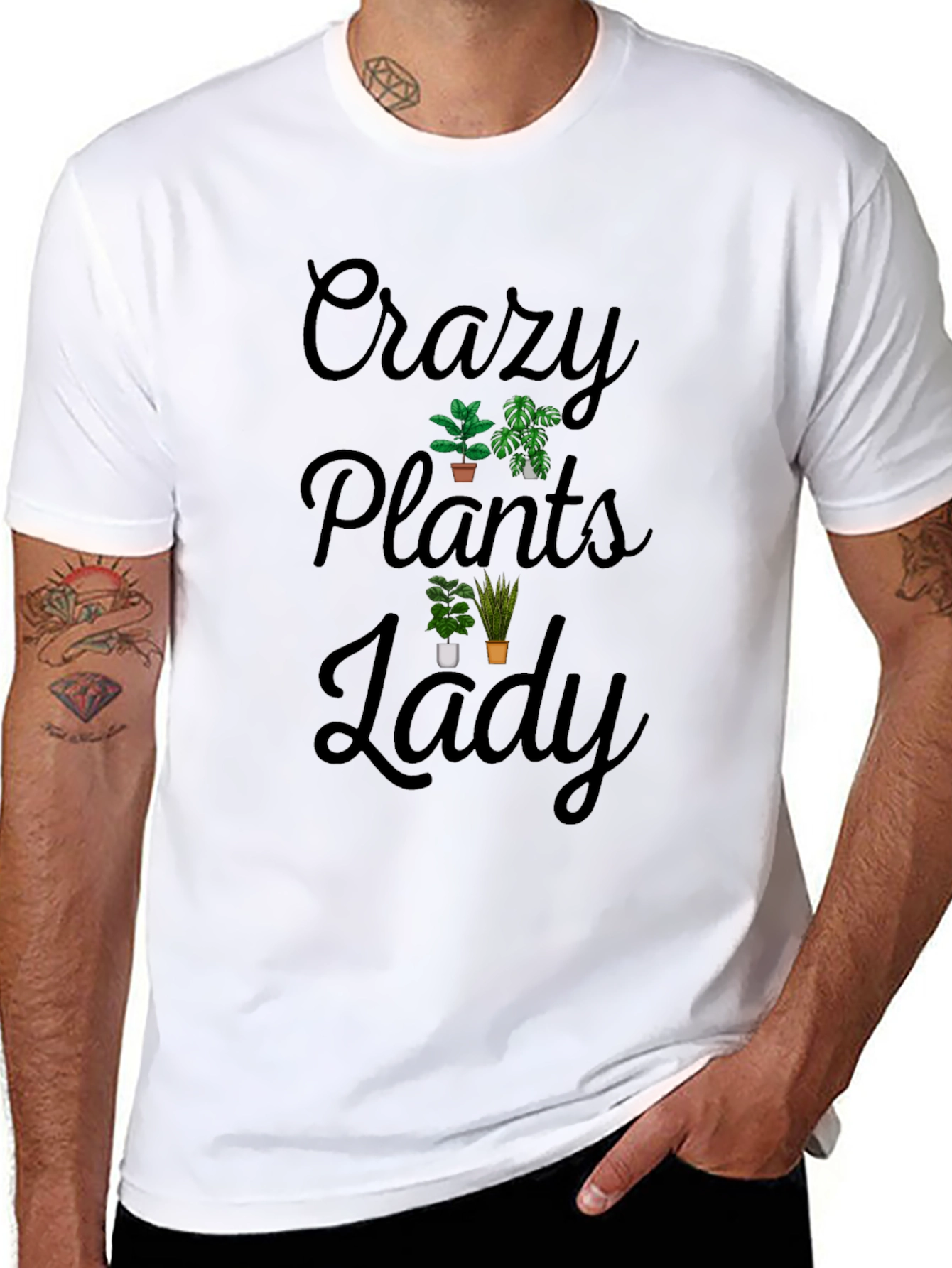 Crazy Plants Lady Graphic T-Shirt - Black