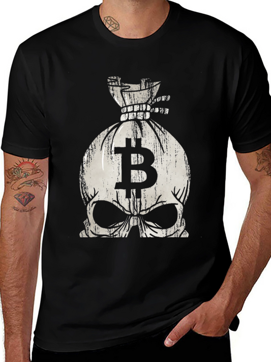 Bitcoin Skull Bag T-Shirt - Crypto Fashion