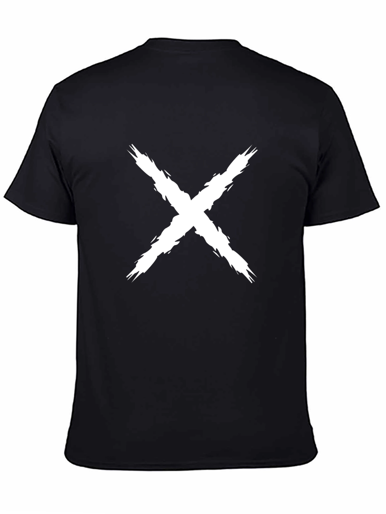 Mens Black T-Shirt with White X Design