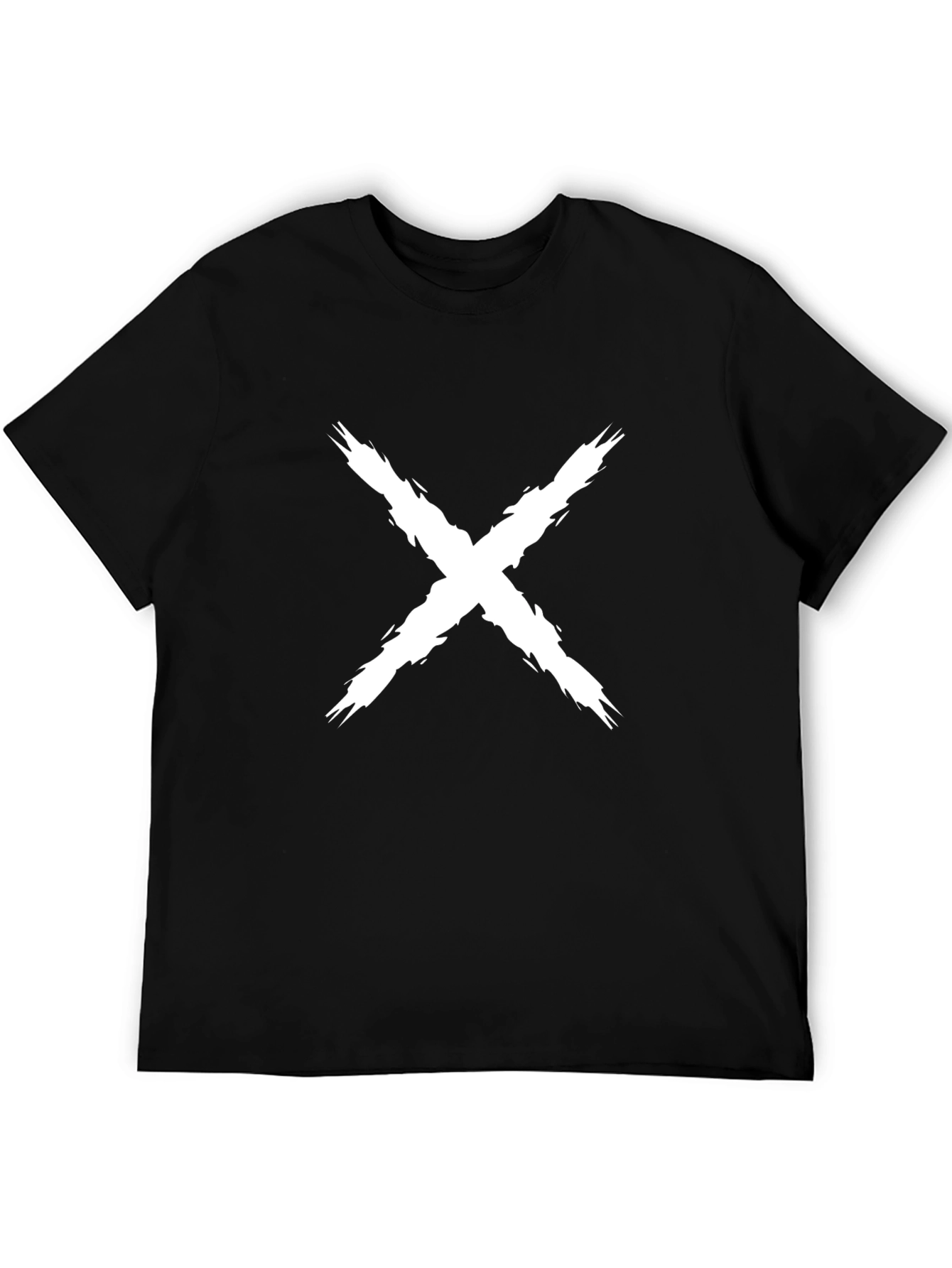 Mens Black T-Shirt with White X Design