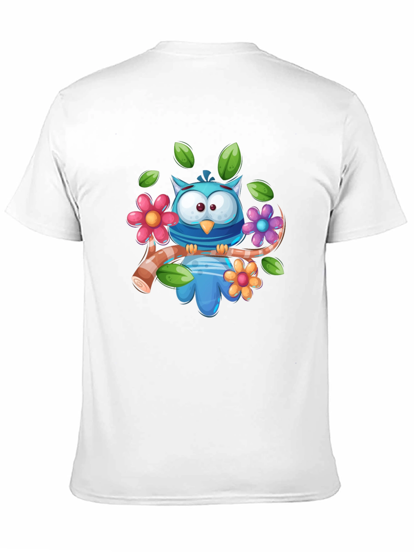 Cute Owl on Branch Graphic Tee - Black