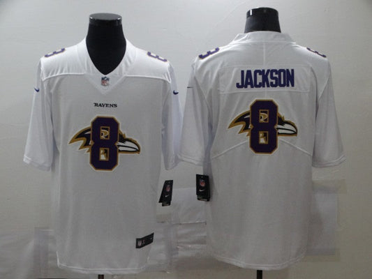 Men's Baltimore Ravens Lamar Jackson #8 White Alternate Game Jerseys
