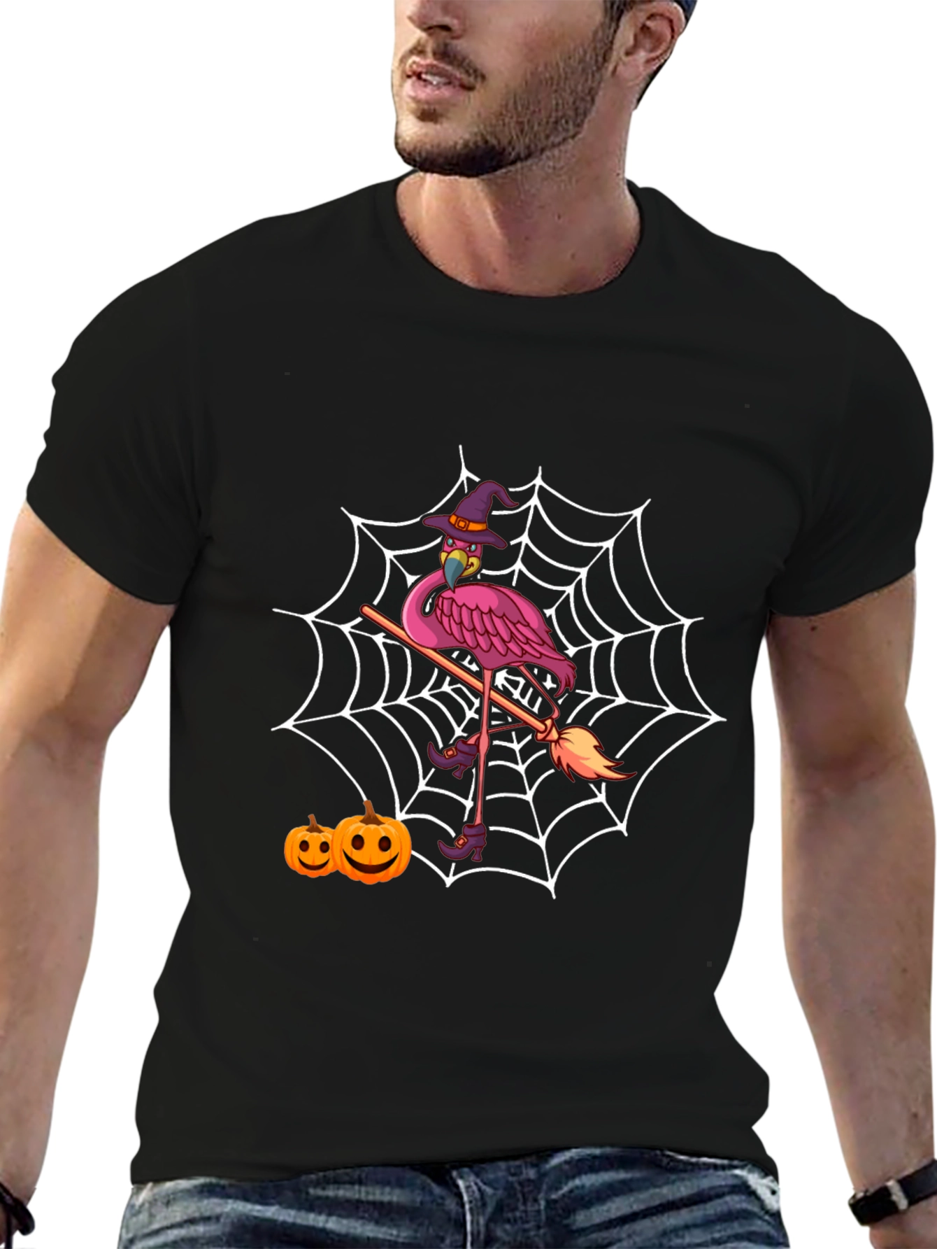 Halloween Flamingo Witch T-Shirt