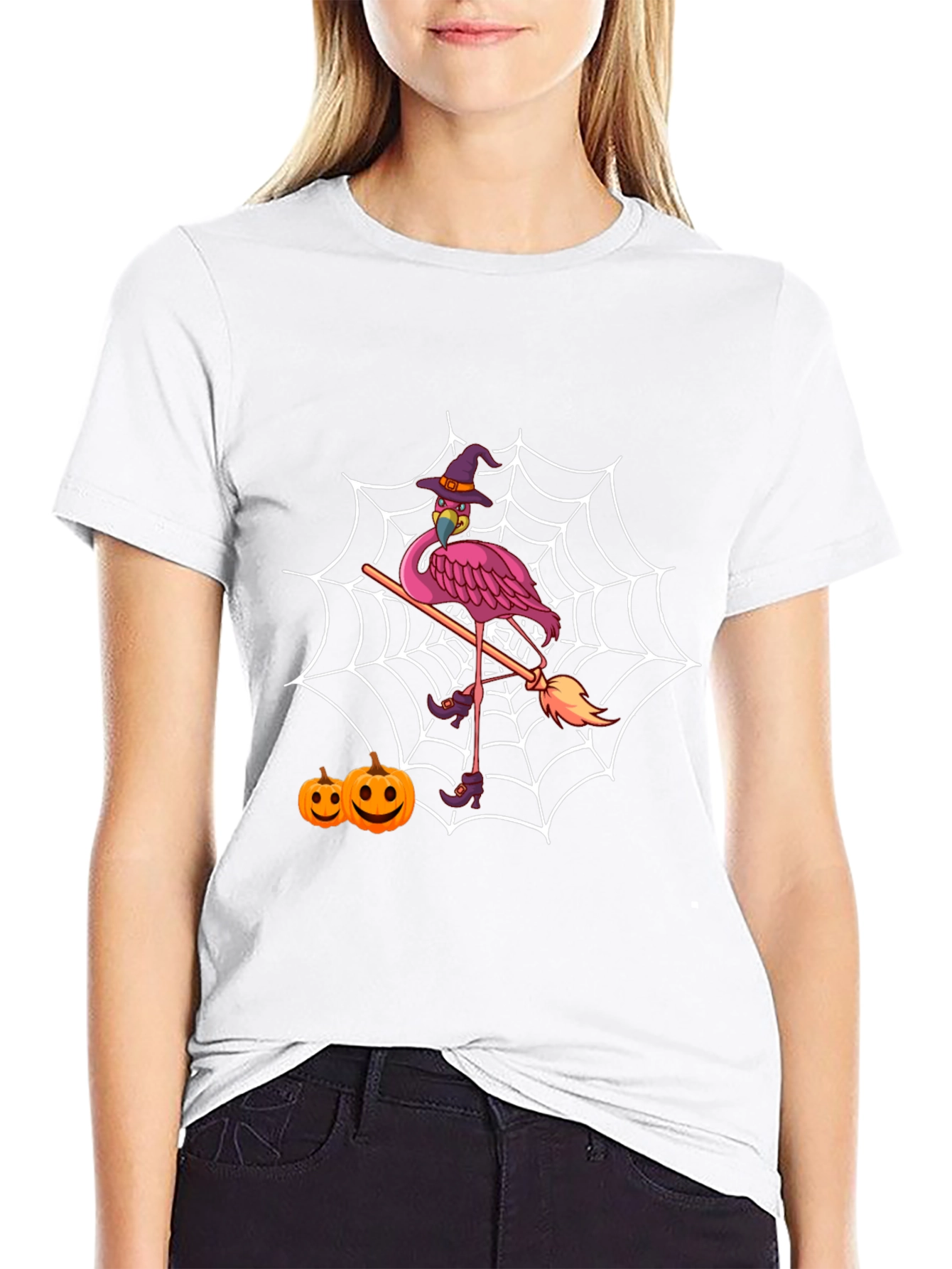 Halloween Flamingo Witch T-Shirt