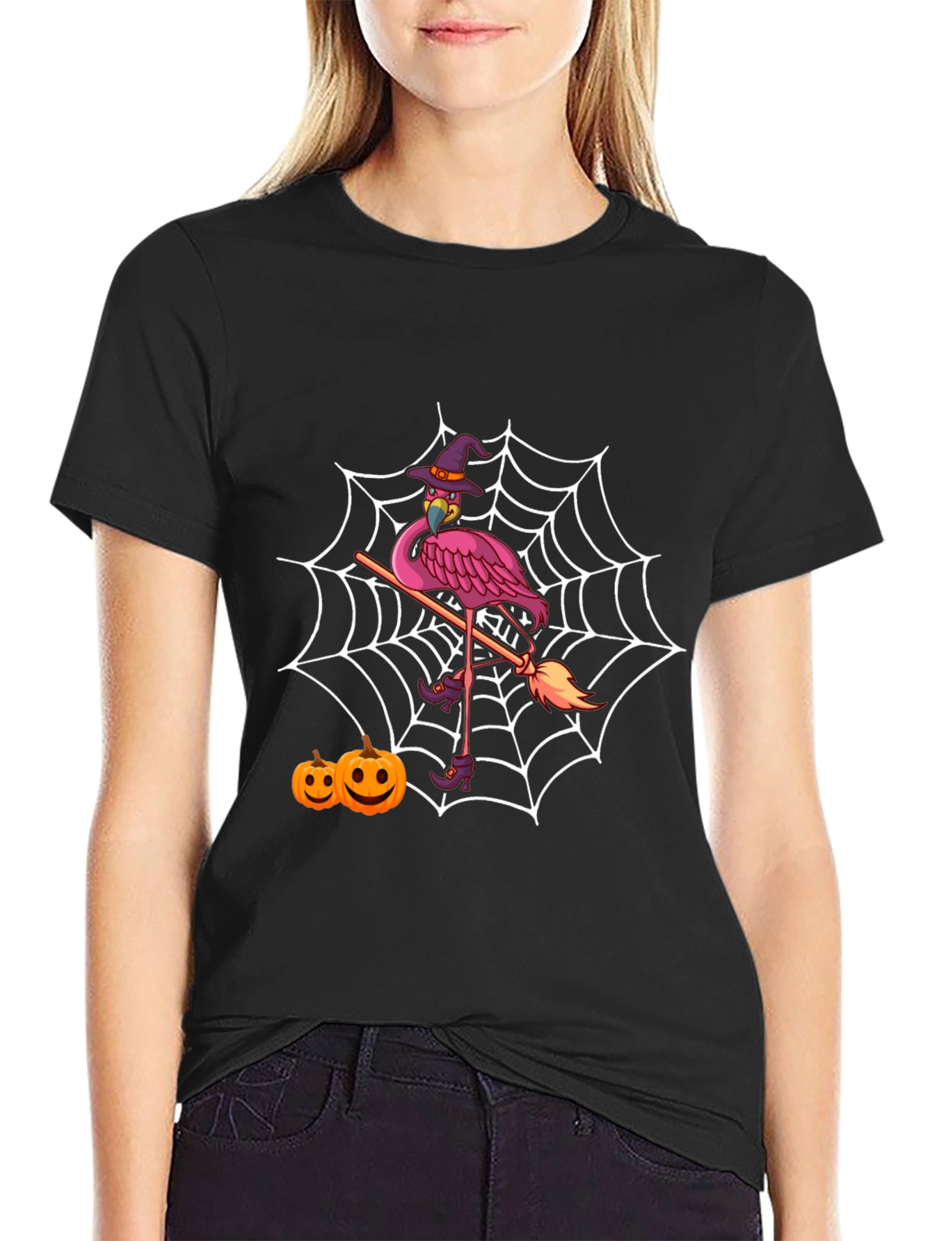 Halloween Flamingo Witch T-Shirt