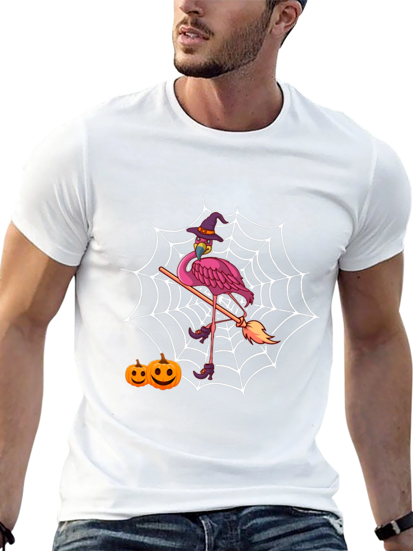 Halloween Flamingo Witch T-Shirt