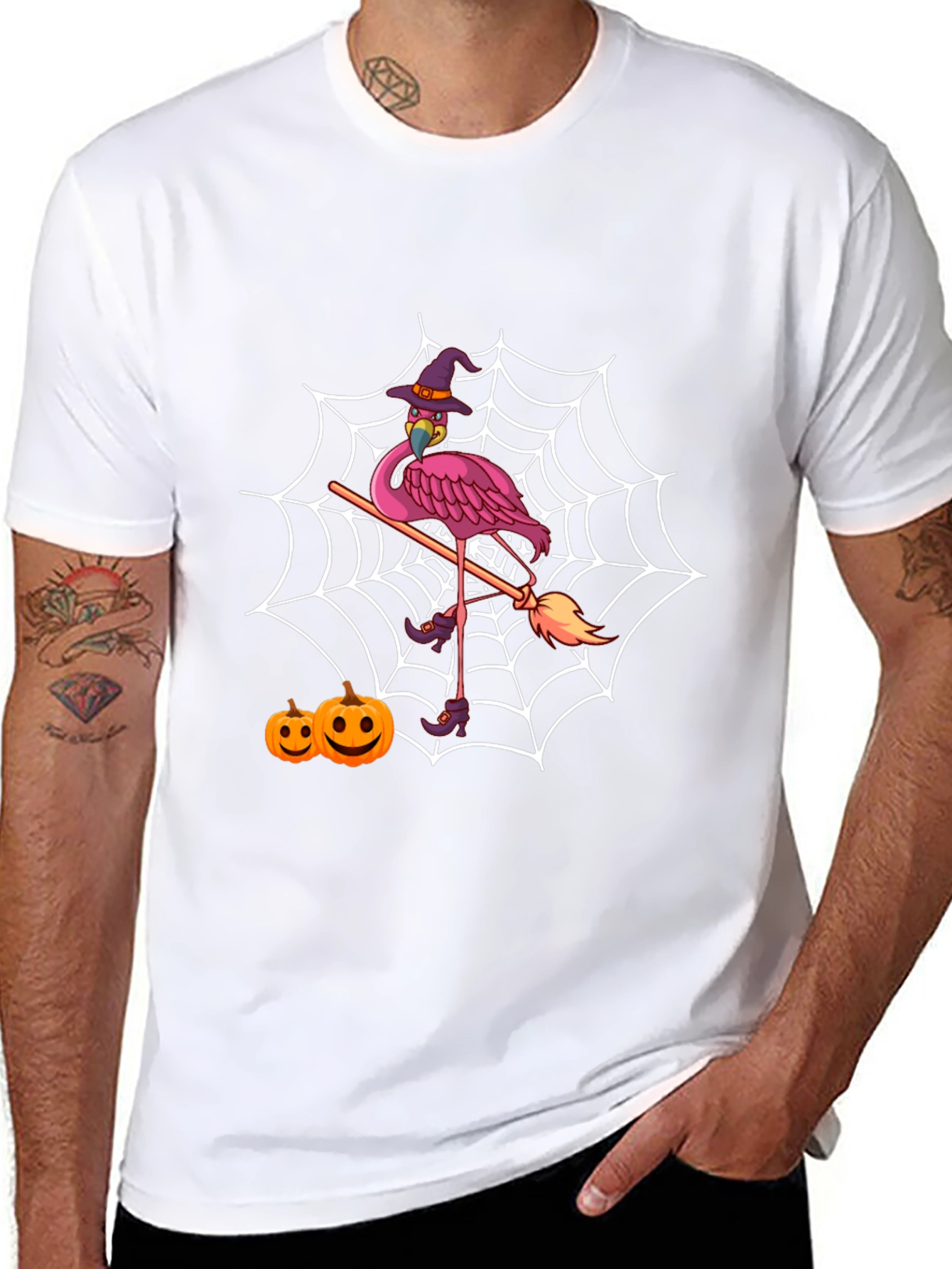 Halloween Flamingo Witch T-Shirt