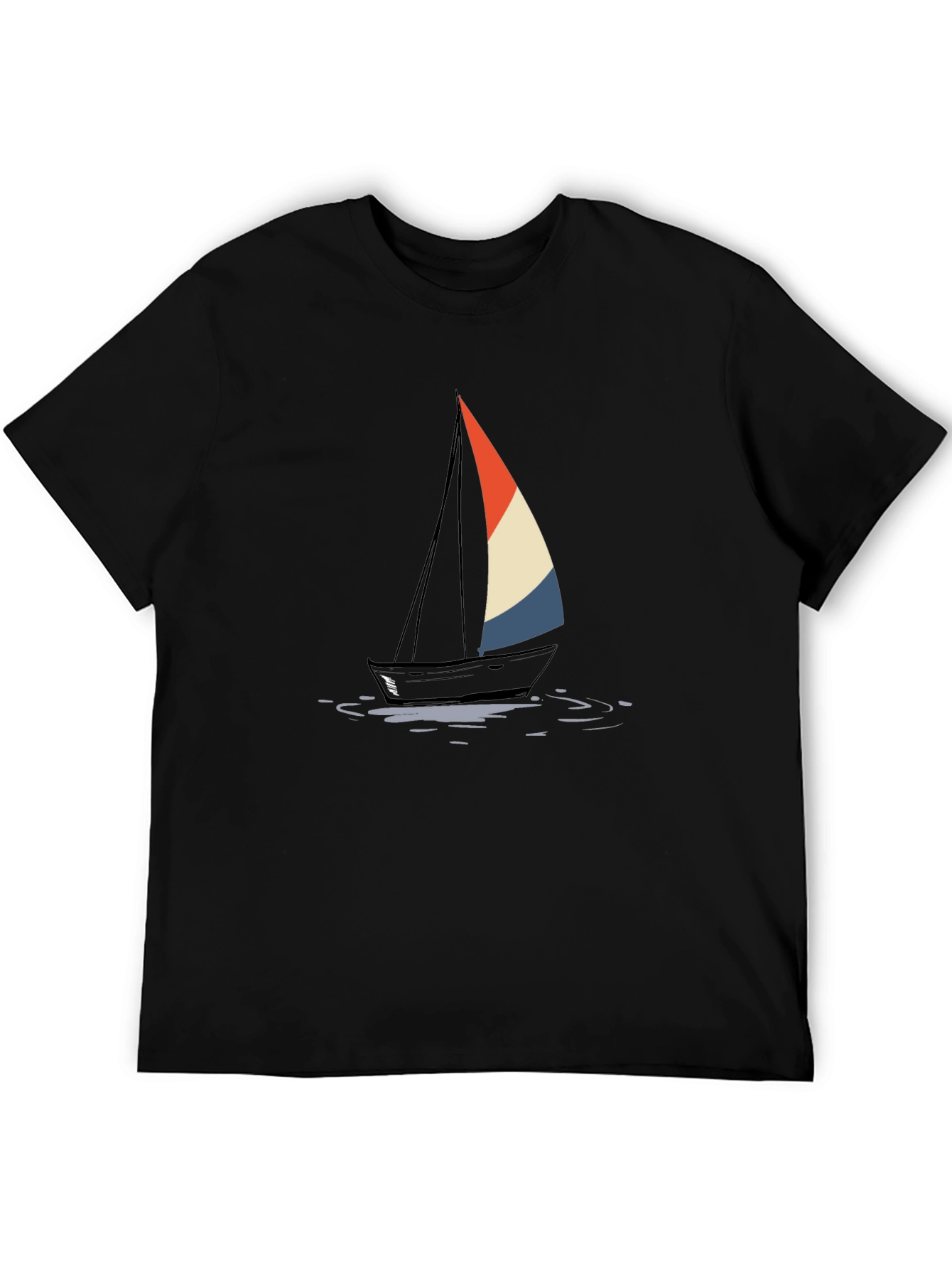 Sailboat Graphic Tee - Stylish Black Cotton T-Shirt