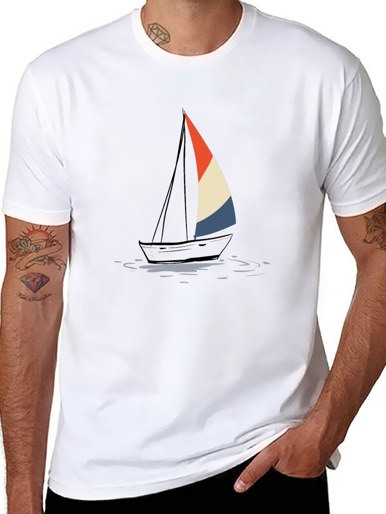 Sailboat Graphic Tee - Stylish Black Cotton T-Shirt