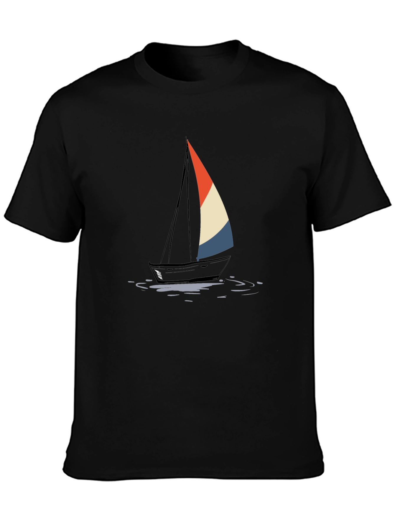 Sailboat Graphic Tee - Stylish Black Cotton T-Shirt