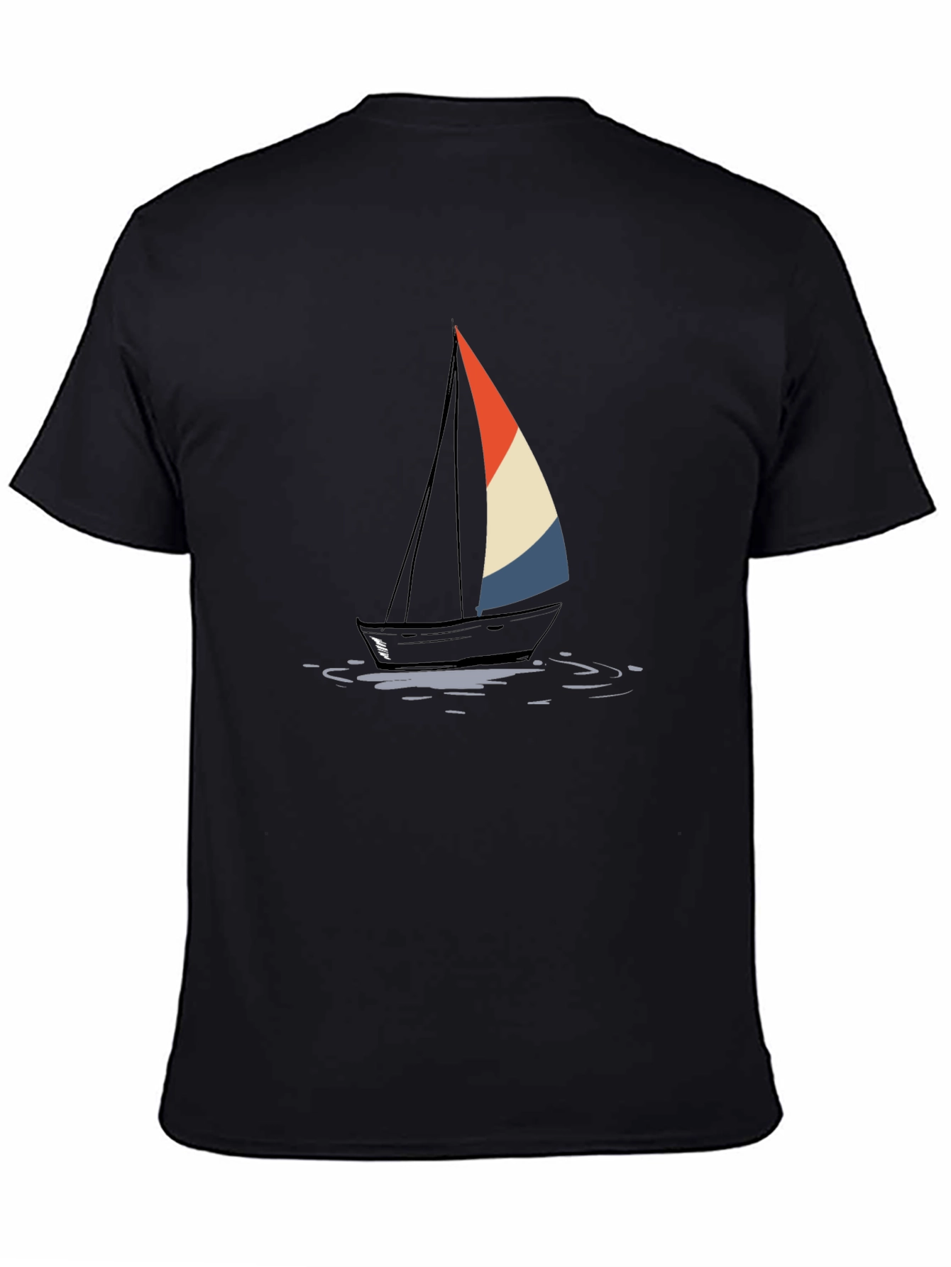 Sailboat Graphic Tee - Stylish Black Cotton T-Shirt