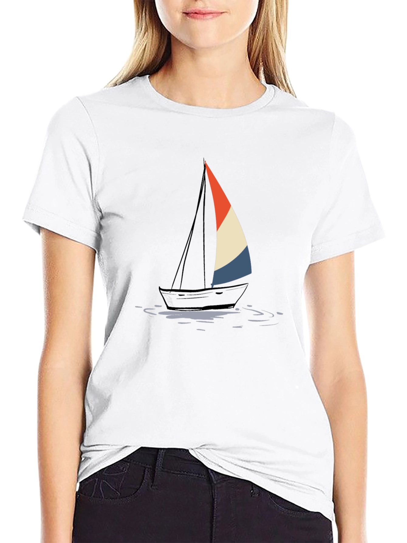 Sailboat Graphic Tee - Stylish Black Cotton T-Shirt
