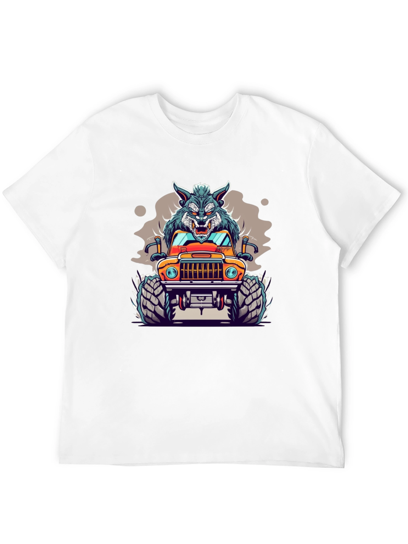 Wolf Monster Truck Black T-Shirt