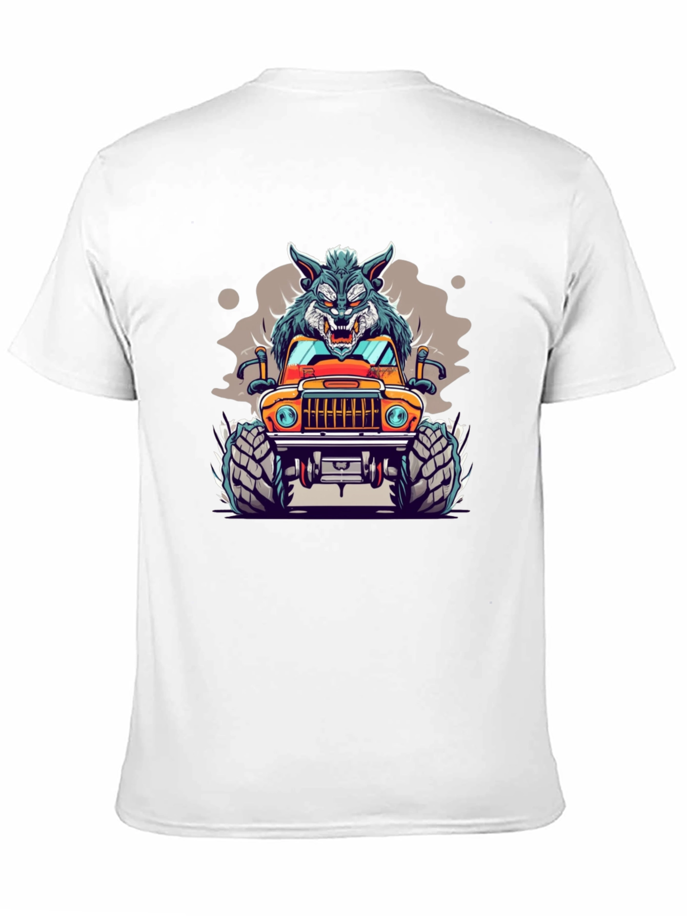 Wolf Monster Truck Black T-Shirt