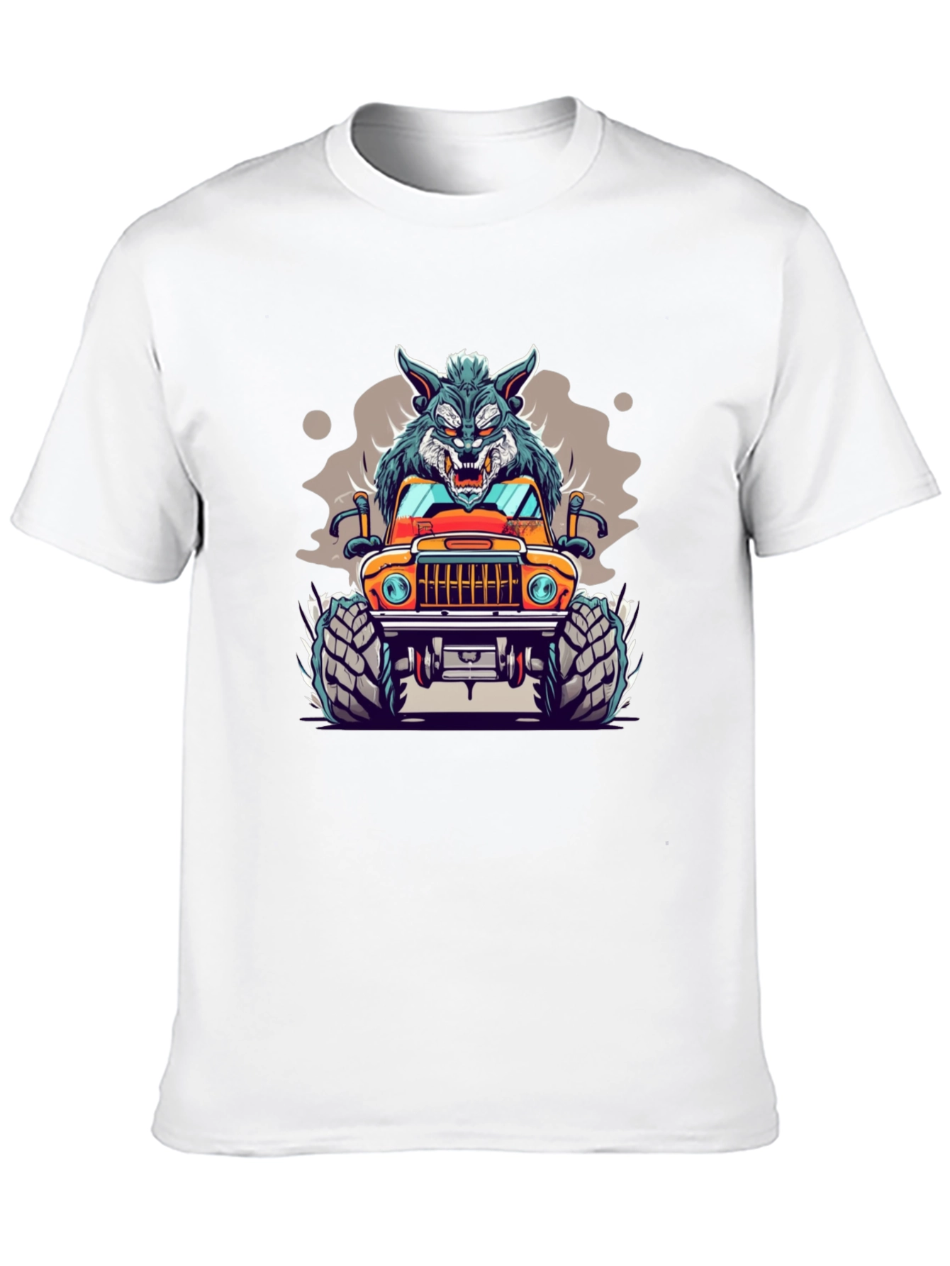 Wolf Monster Truck Black T-Shirt