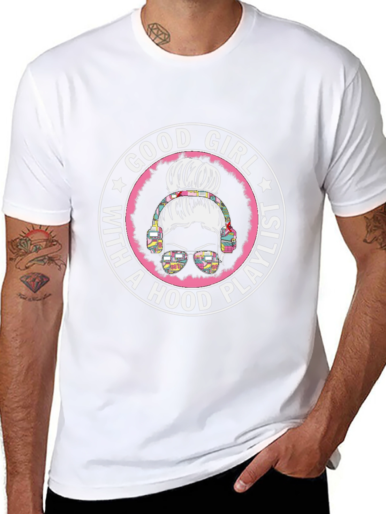 Good Girl with Hood Playlist Black T-Shirt
