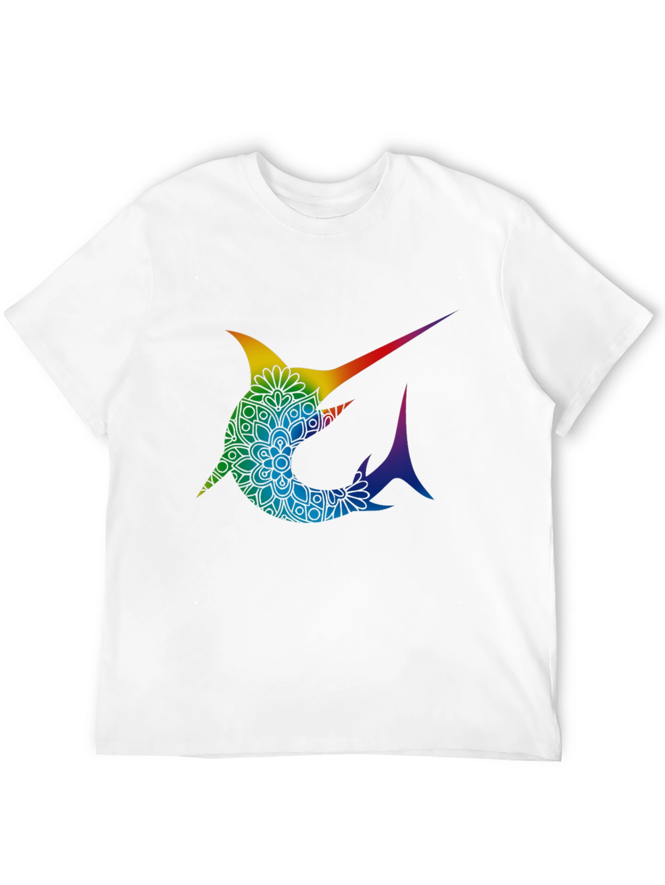 Rainbow Marlin Mandala Graphic Tee - Stylish Black T-Shirt
