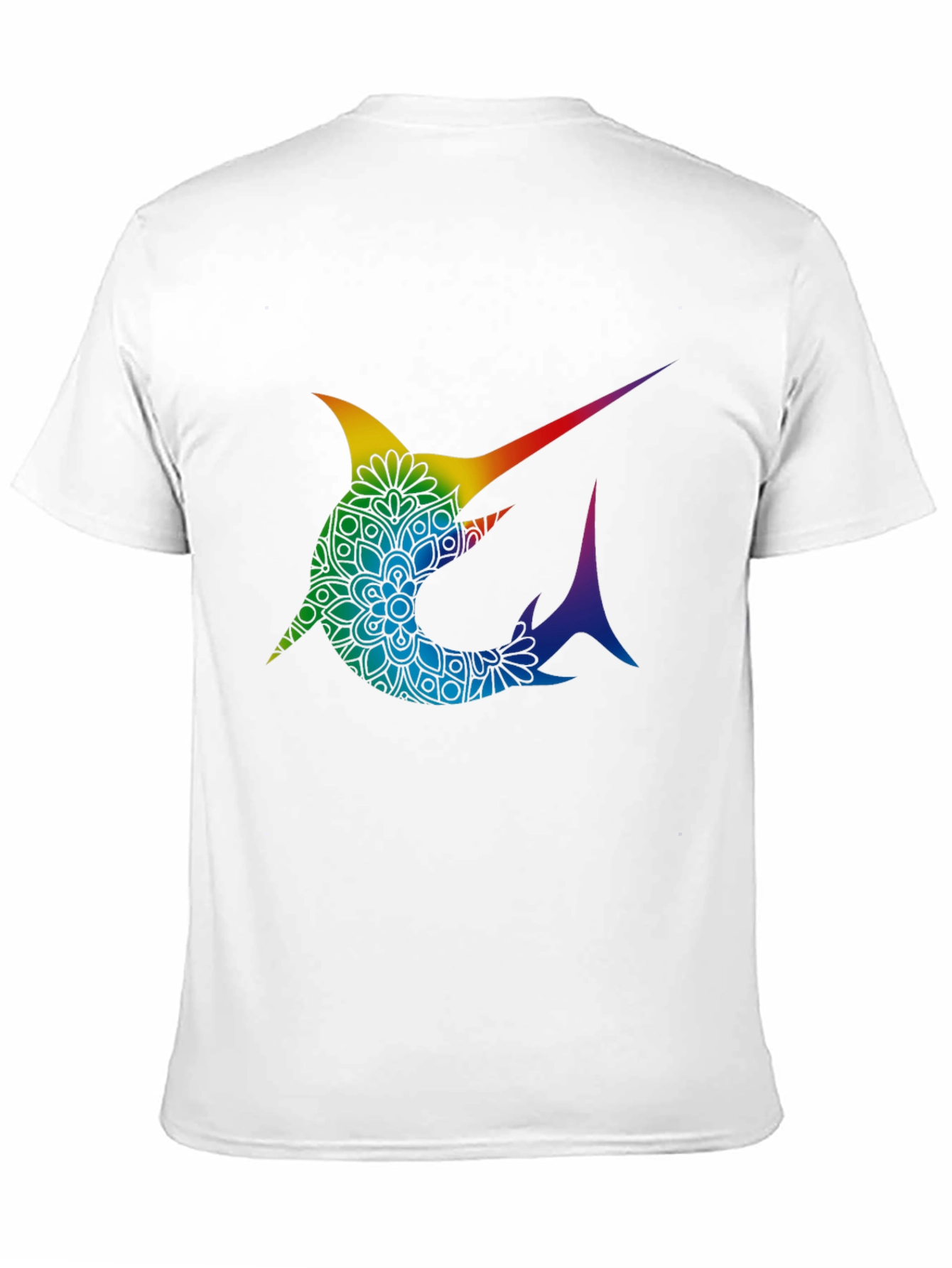 Rainbow Marlin Mandala Graphic Tee - Stylish Black T-Shirt