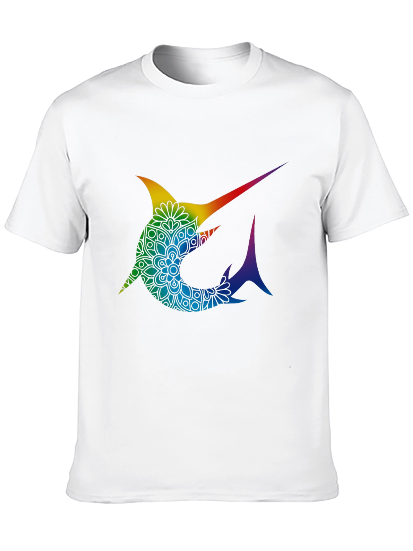 Rainbow Marlin Mandala Graphic Tee - Stylish Black T-Shirt