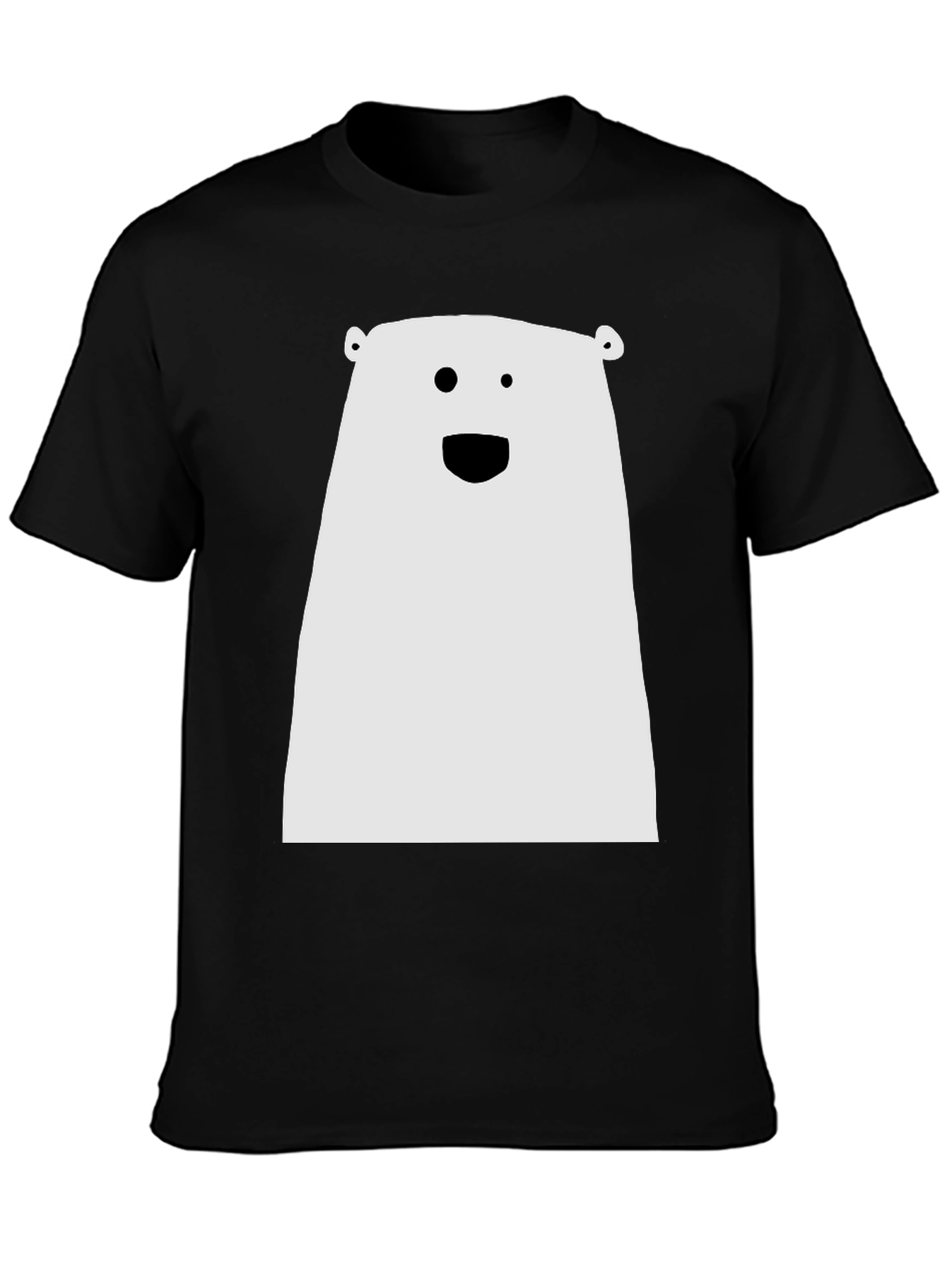 Funny Minimalist Bear Graphic Black T-Shirt