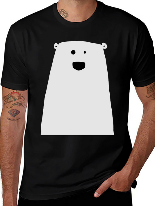 Funny Minimalist Bear Graphic Black T-Shirt
