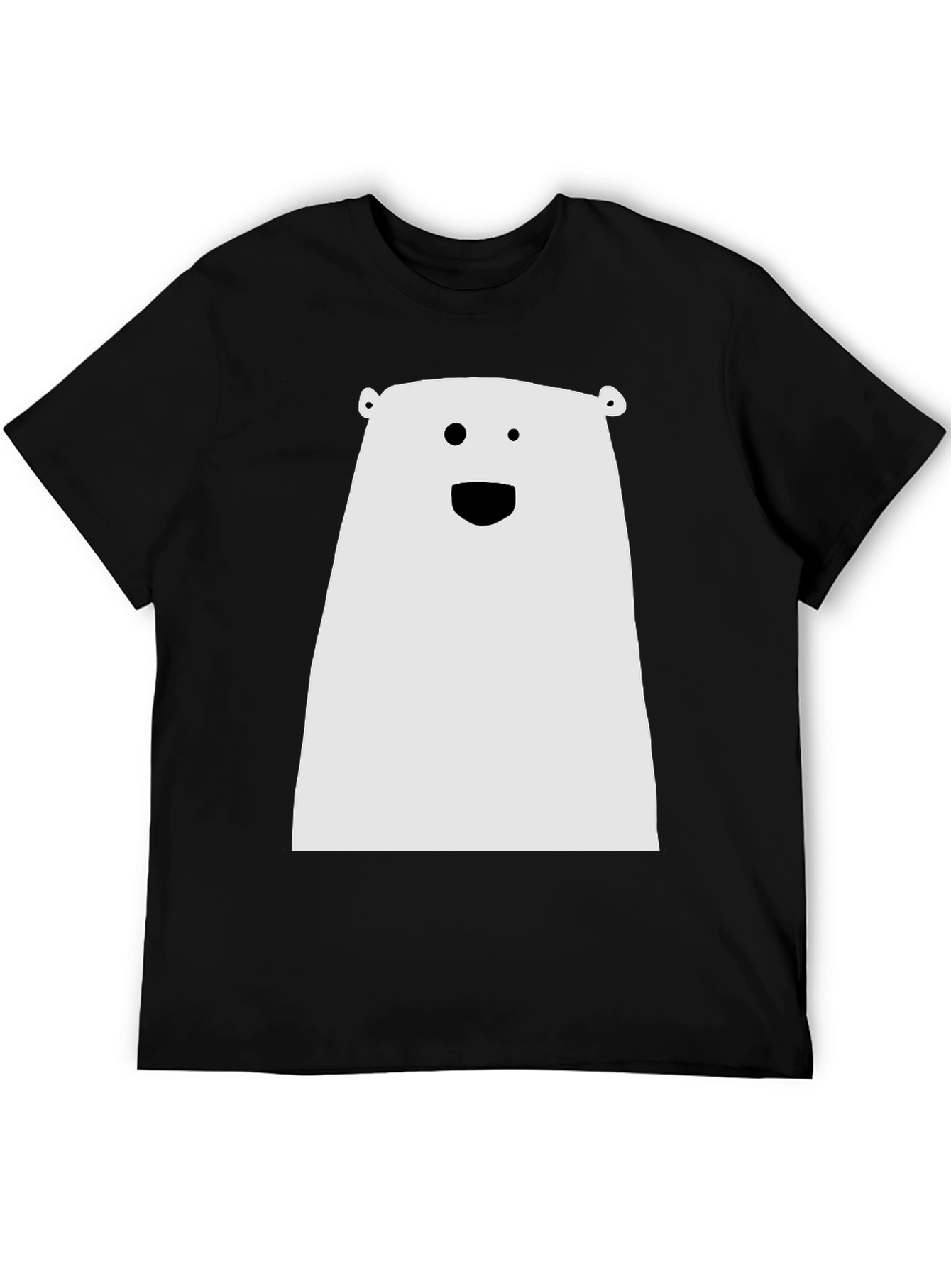 Funny Minimalist Bear Graphic Black T-Shirt