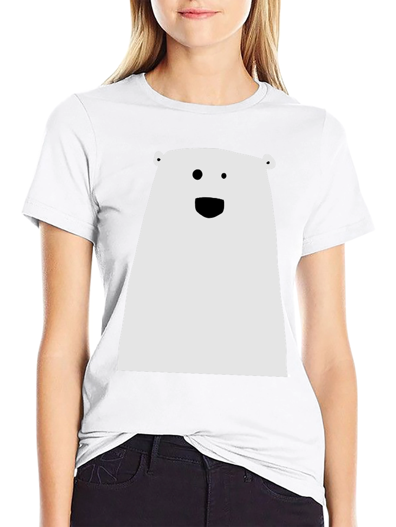 Funny Minimalist Bear Graphic Black T-Shirt
