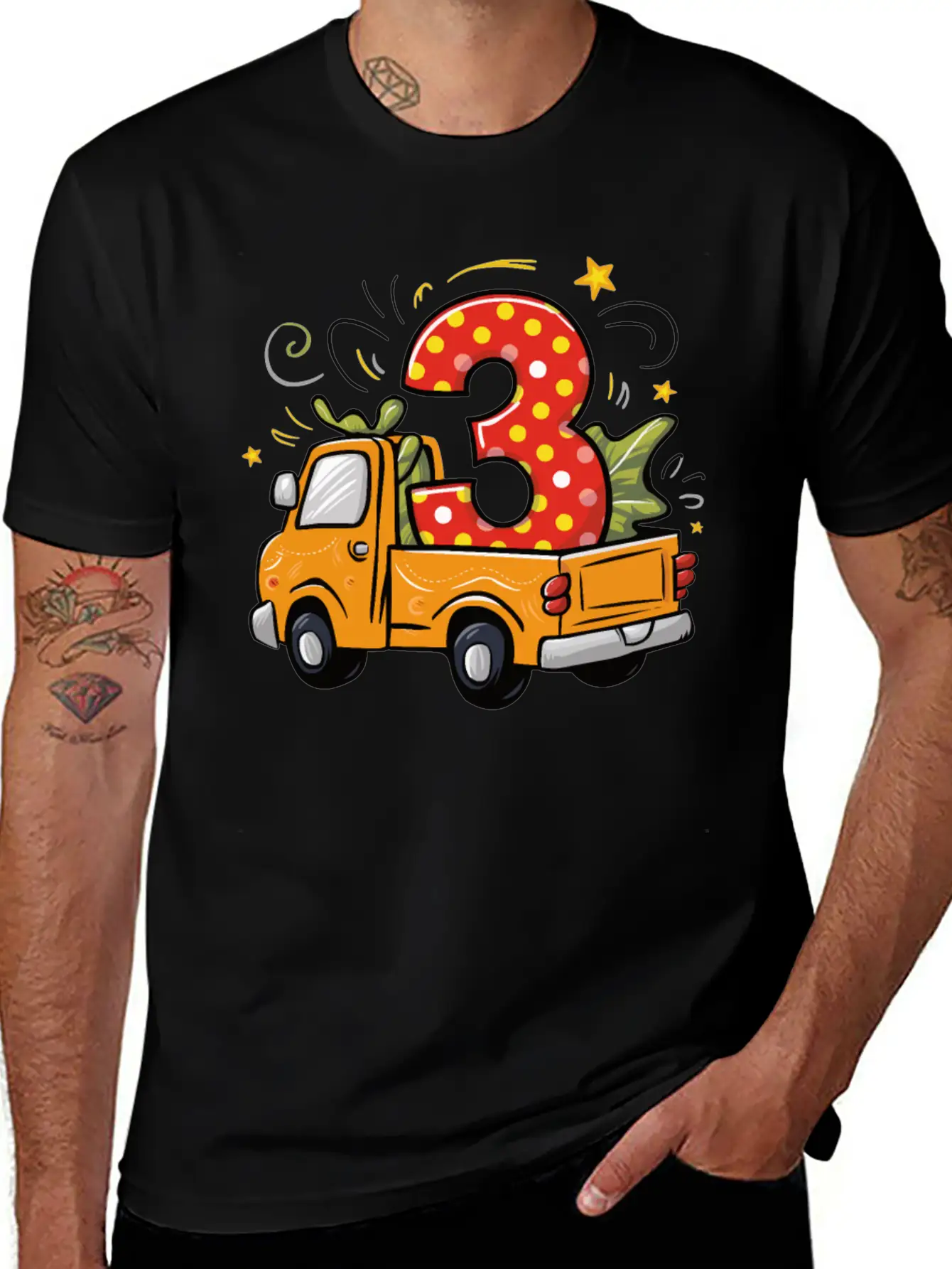 3rd Birthday Dump Truck Unisex Short Sleeve Soft Cotton T-Shirt – Casual Everyday Wear