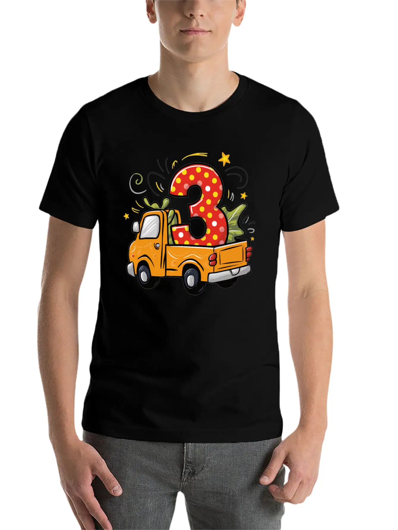 3rd Birthday Dump Truck Unisex Short Sleeve Soft Cotton T-Shirt – Casual Everyday Wear