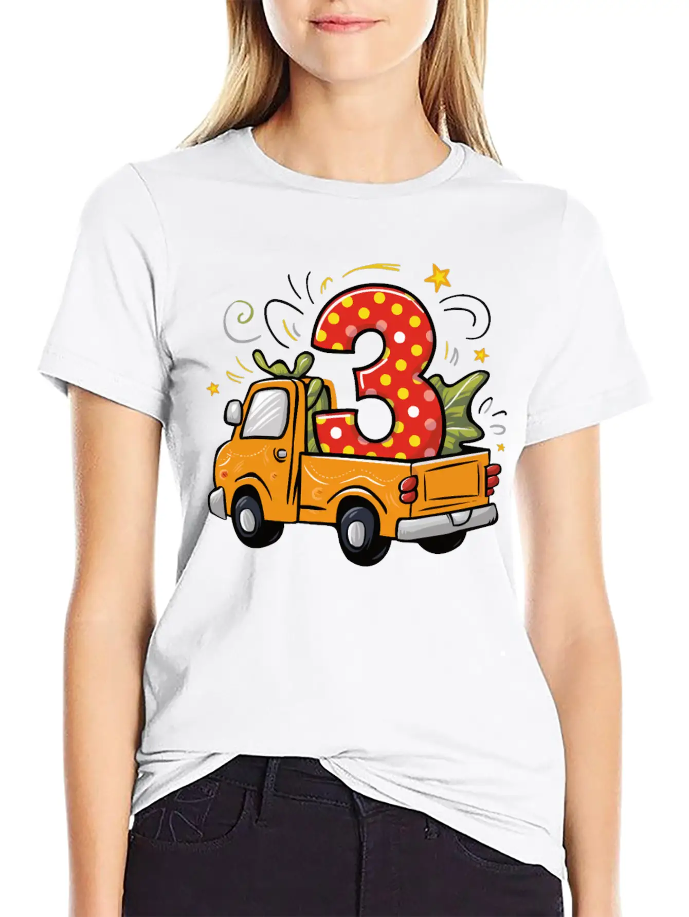 3rd Birthday Dump Truck Unisex Short Sleeve Soft Cotton T-Shirt – Casual Everyday Wear