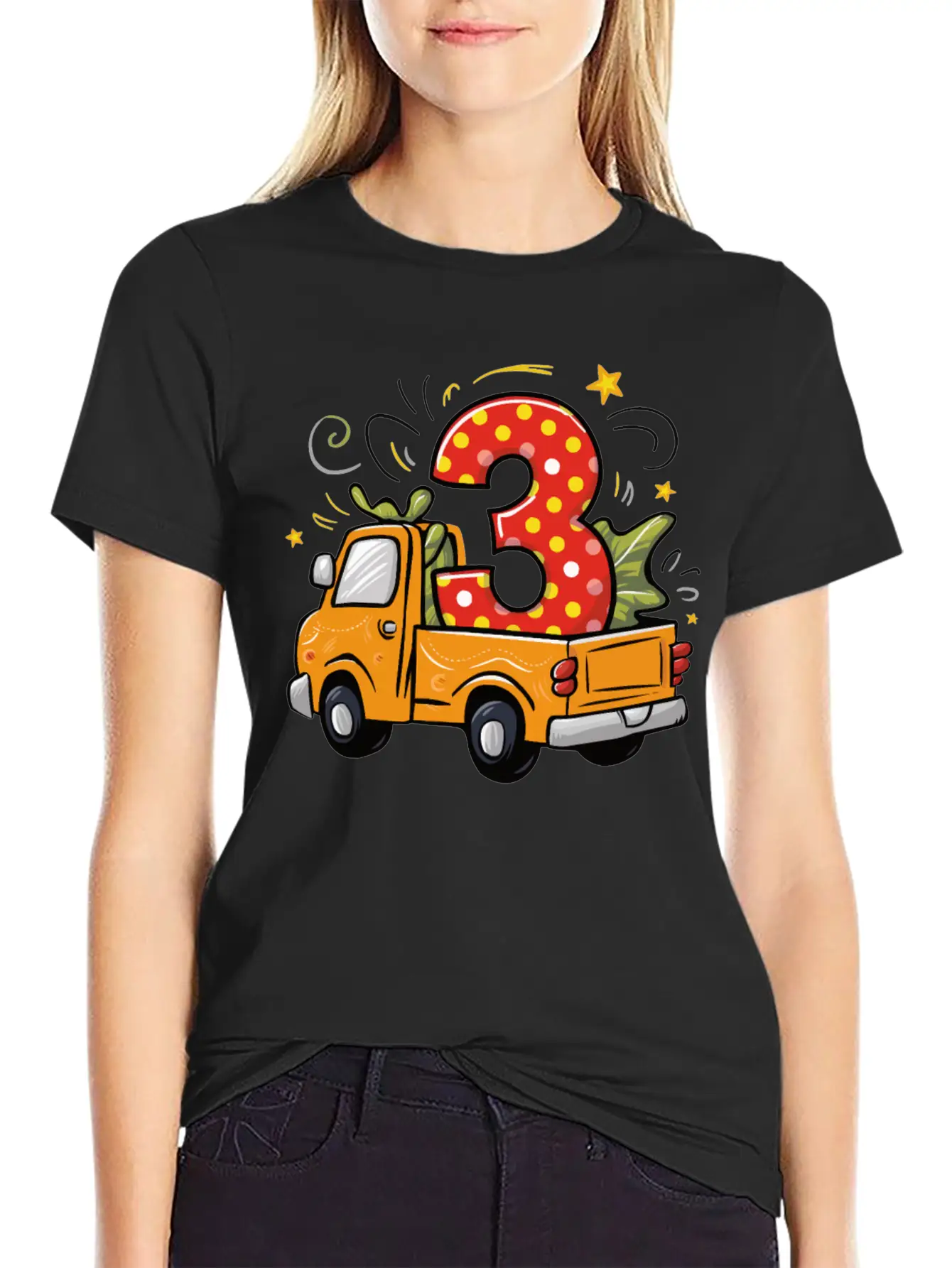 3rd Birthday Dump Truck Unisex Short Sleeve Soft Cotton T-Shirt – Casual Everyday Wear