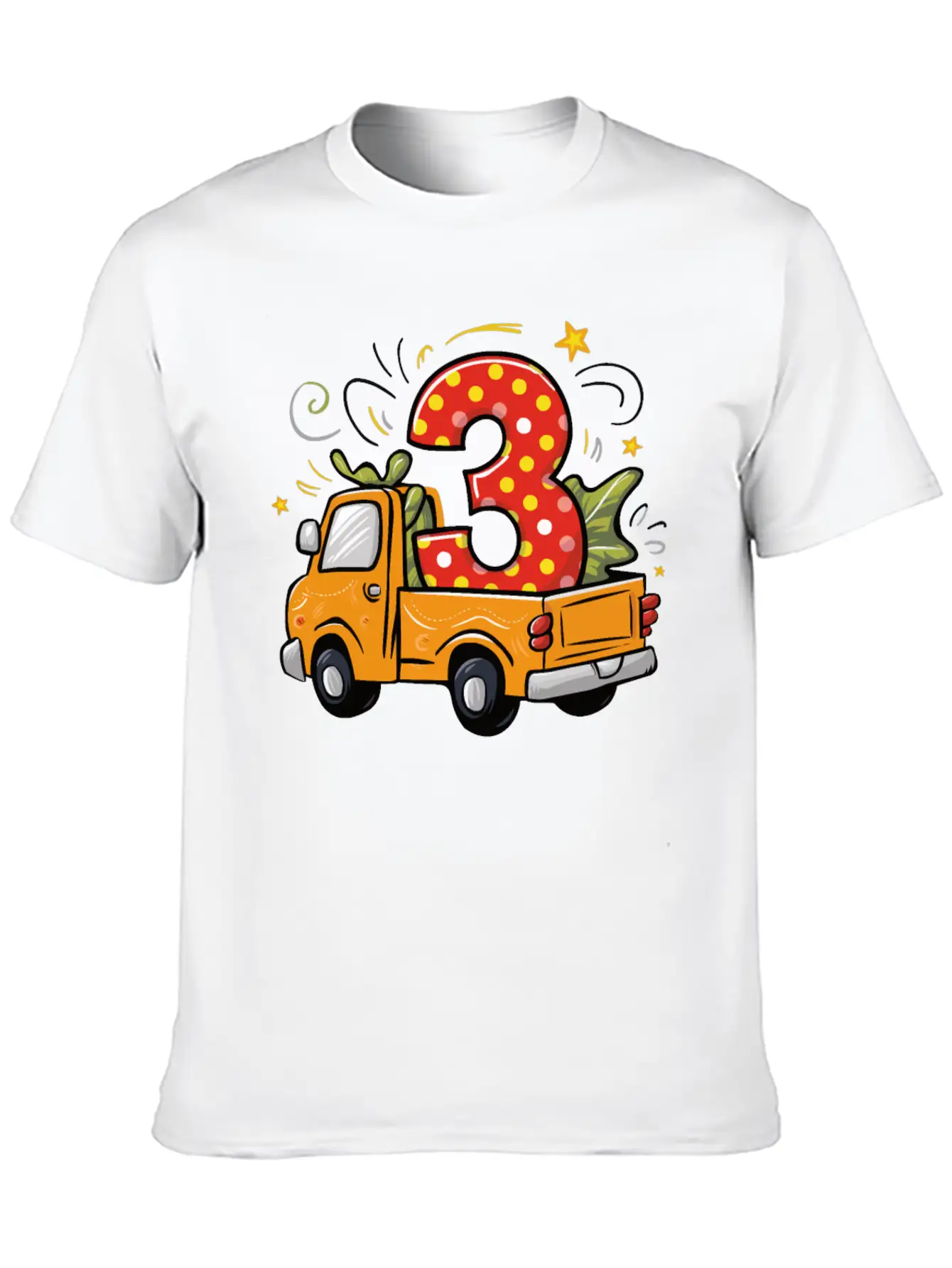 3rd Birthday Dump Truck Unisex Short Sleeve Soft Cotton T-Shirt – Casual Everyday Wear