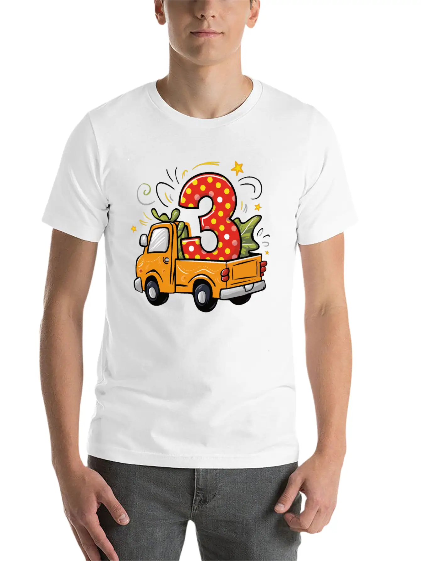 3rd Birthday Dump Truck Unisex Short Sleeve Soft Cotton T-Shirt – Casual Everyday Wear