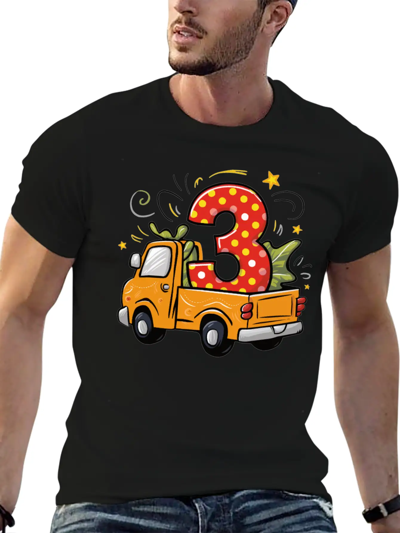 3rd Birthday Dump Truck Unisex Short Sleeve Soft Cotton T-Shirt – Casual Everyday Wear