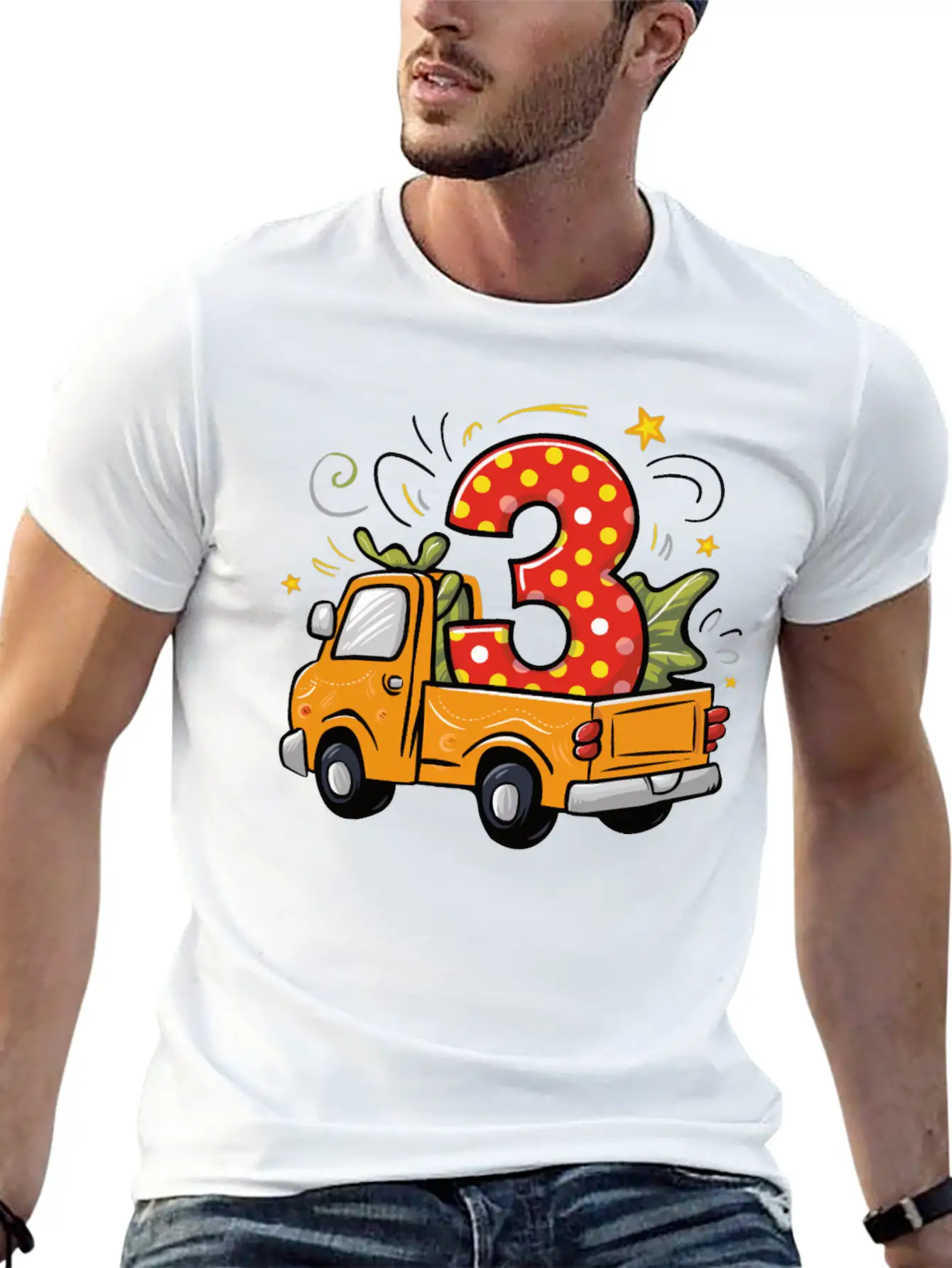 3rd Birthday Dump Truck Unisex Short Sleeve Soft Cotton T-Shirt – Casual Everyday Wear