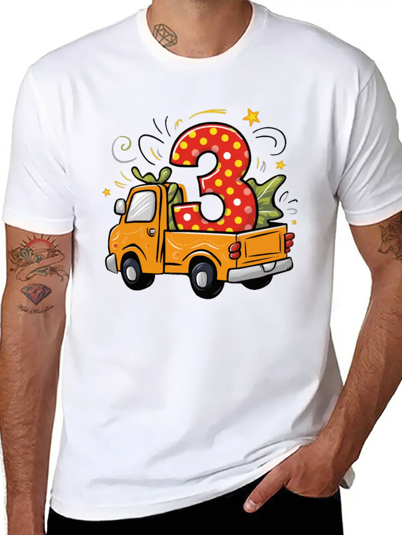 3rd Birthday Dump Truck Unisex Short Sleeve Soft Cotton T-Shirt – Casual Everyday Wear