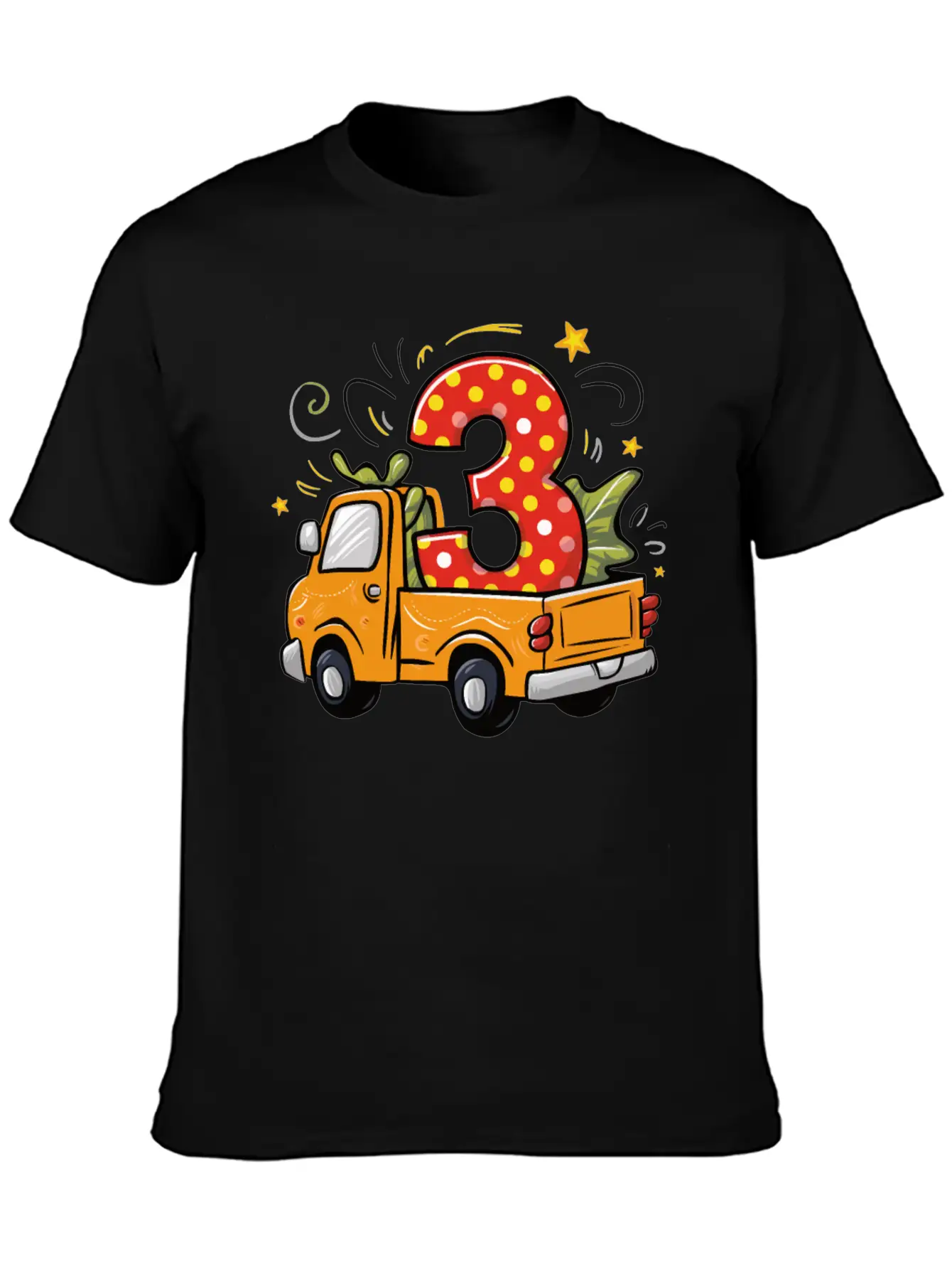 3rd Birthday Dump Truck Unisex Short Sleeve Soft Cotton T-Shirt – Casual Everyday Wear